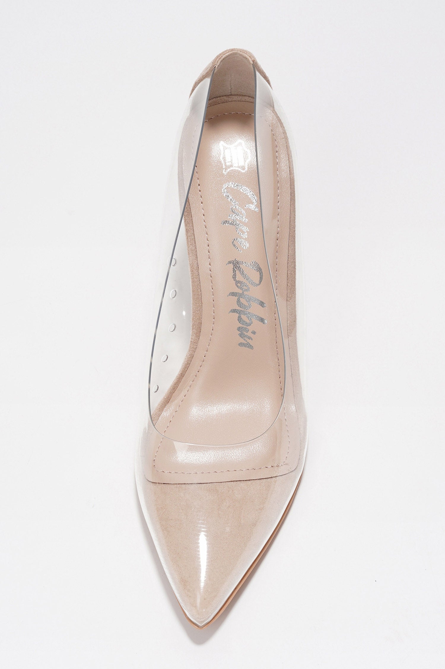 Glass Doll.A Stiletto Heel Pumps - Pointed Toe Slip On High Heels - Beige