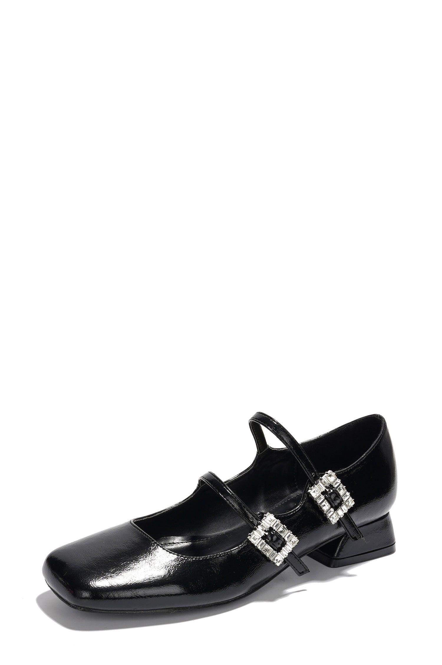 Harri Metallic Leather Mary Jane Heels - Black