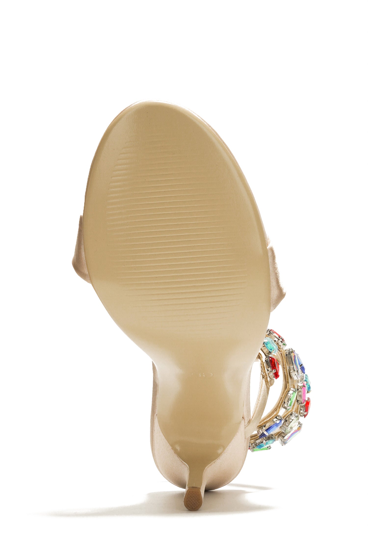 Helia Women‘s Gem-Trimmed Metallic Heels - Ankle Wrap 4 Inch Stiletto Heels - Champagne - Cape Robbin