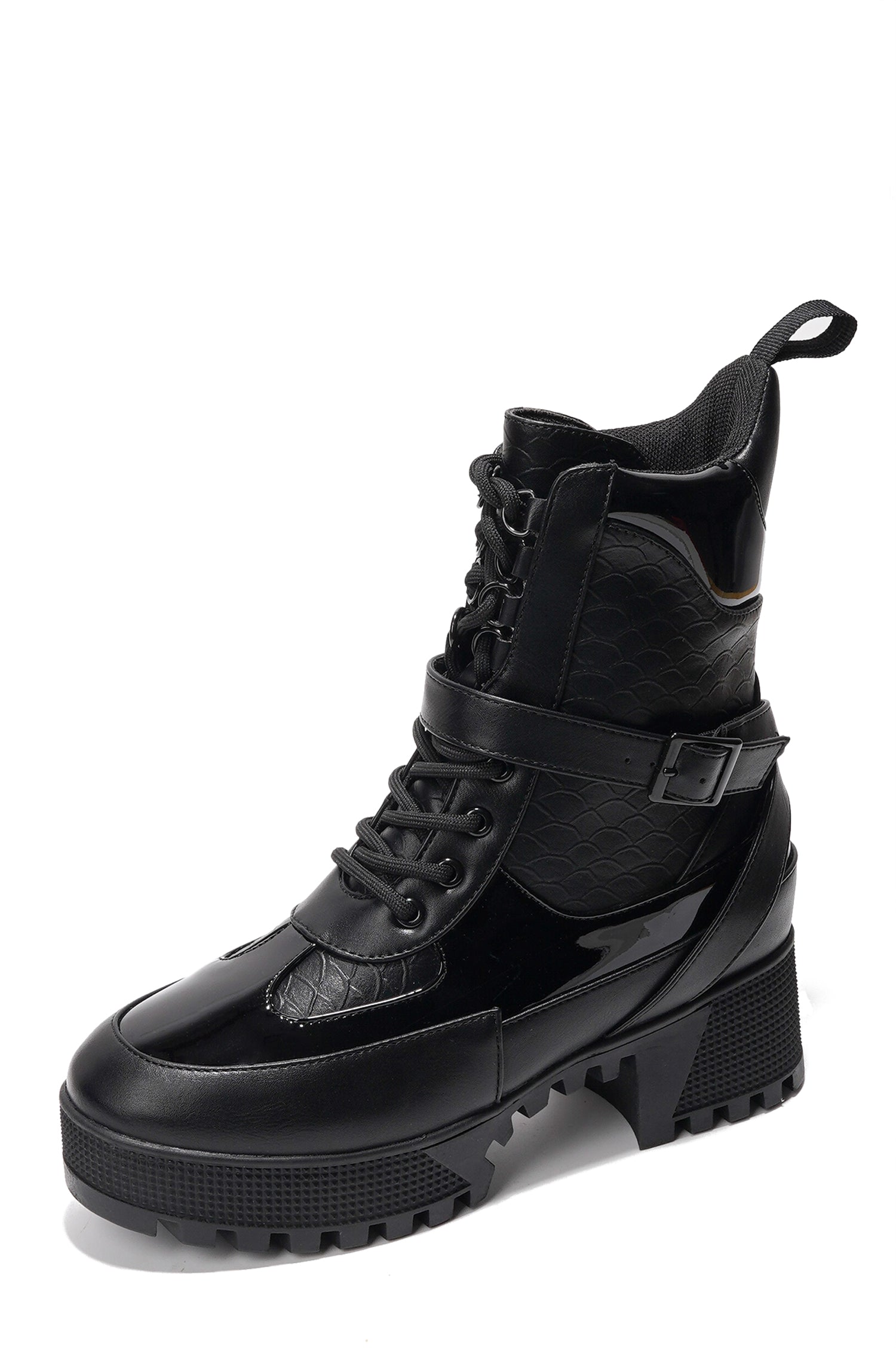 Hot Rod Chunky Heel Combat Boots - Platform Lace Up Ankle Boots - Black - Cape Robbin