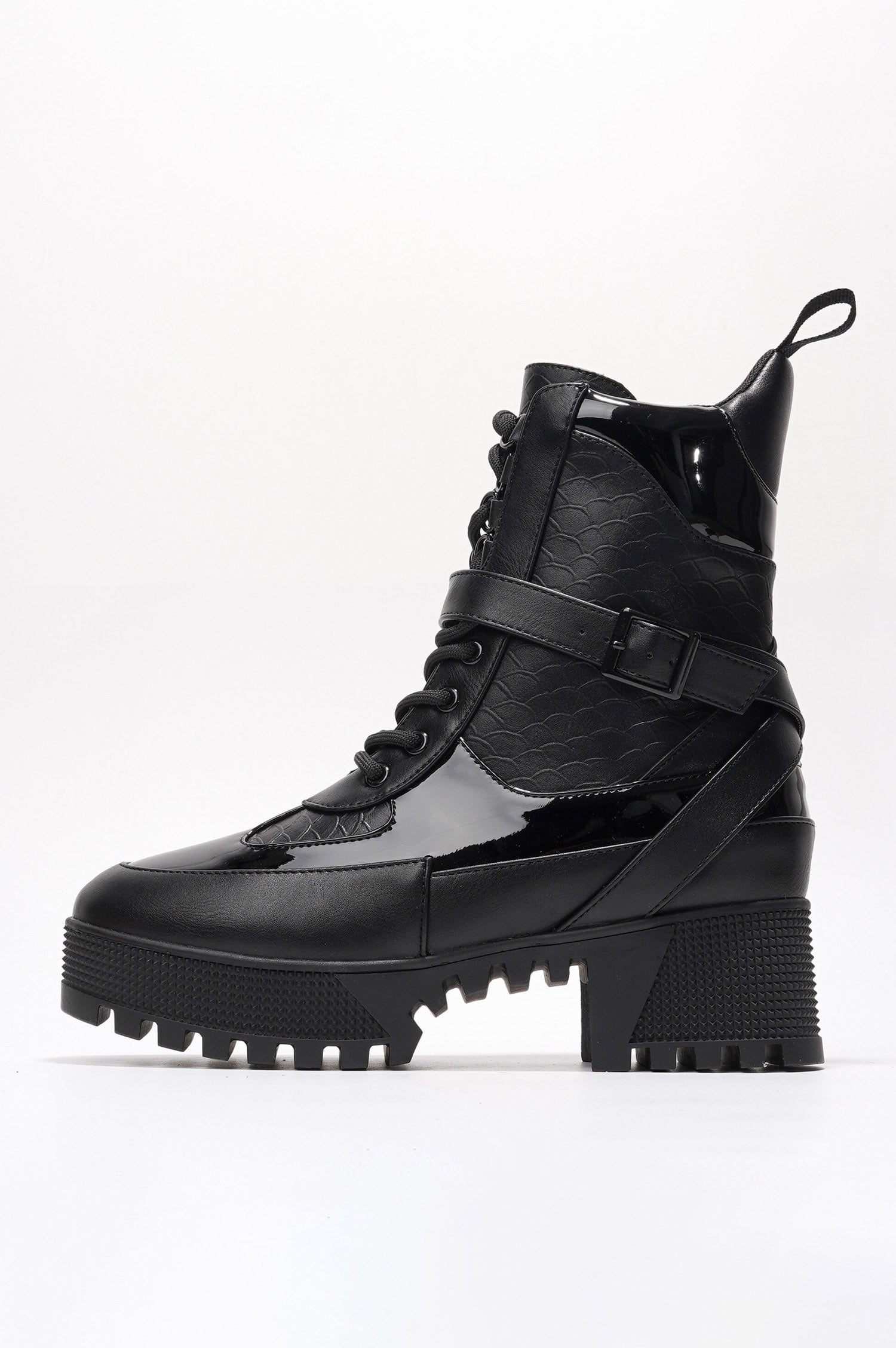 Hot Rod Chunky Heel Combat Boots - Platform Lace Up Ankle Boots - Black - Cape Robbin
