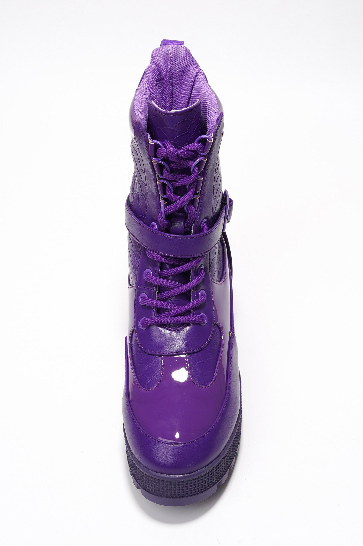 Hot Rod Chunky Heel Combat Boots - Platform Lace Up Ankle Boots - Purple - Cape Robbin