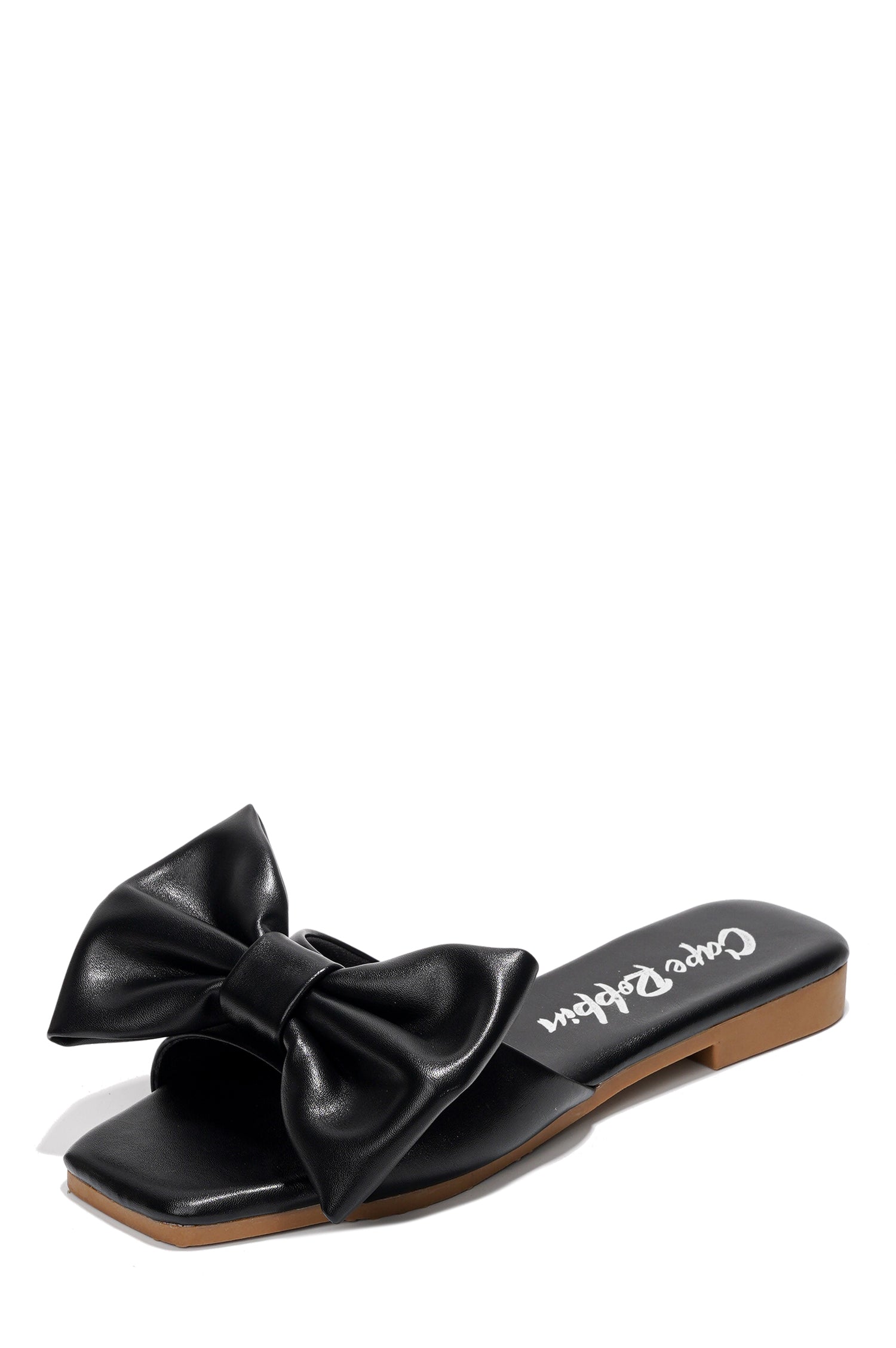 Juju Bow Mule Slide Sandals - Open Toe Slip On Sandals - Black - Cape Robbin