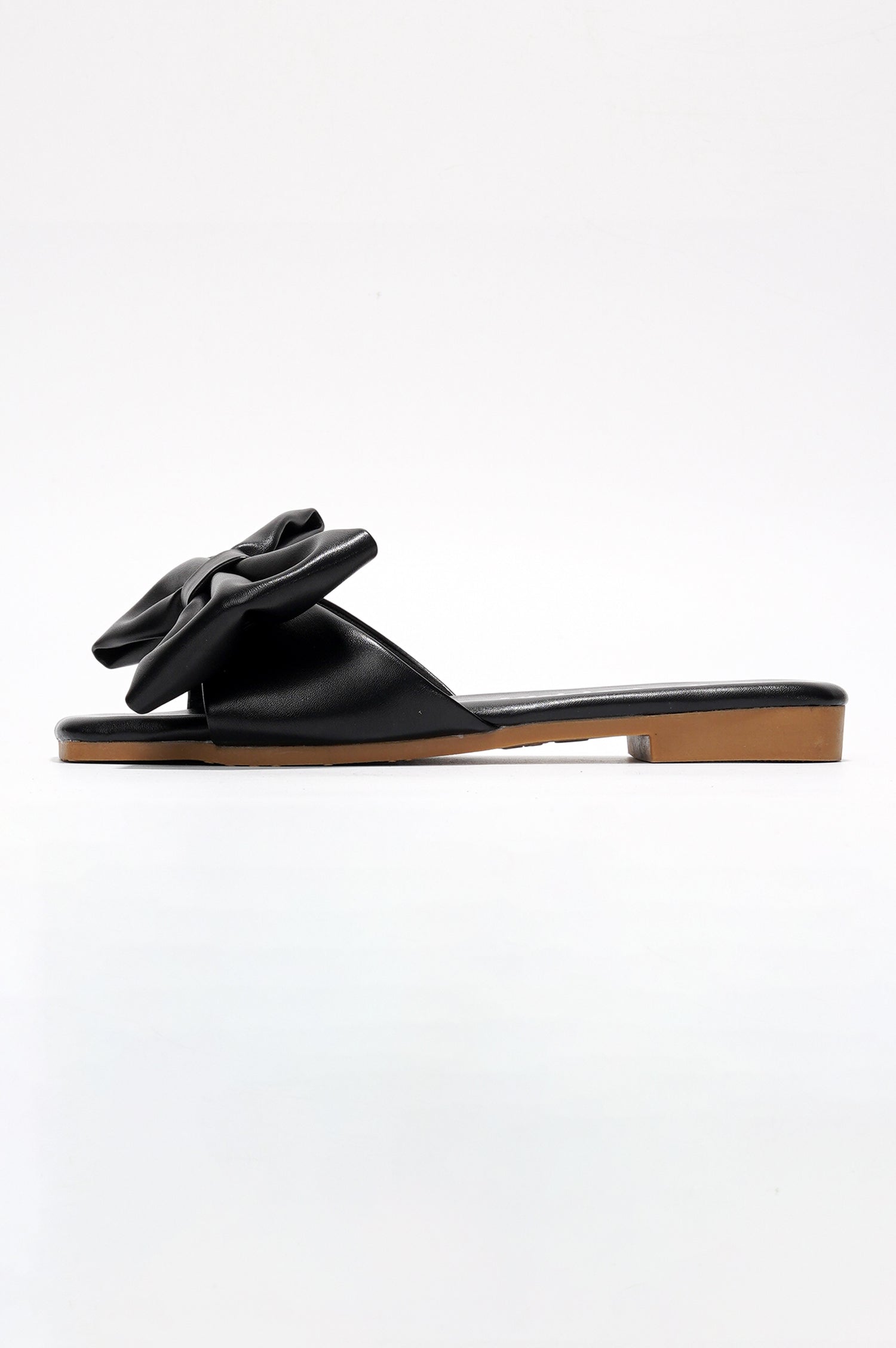 Juju Bow Mule Slide Sandals - Open Toe Slip On Sandals - Black - Cape Robbin