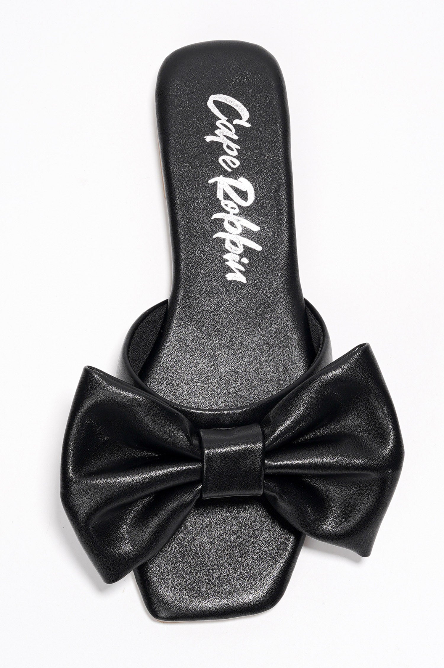 Juju Bow Mule Slide Sandals - Open Toe Slip On Sandals - Black - Cape Robbin