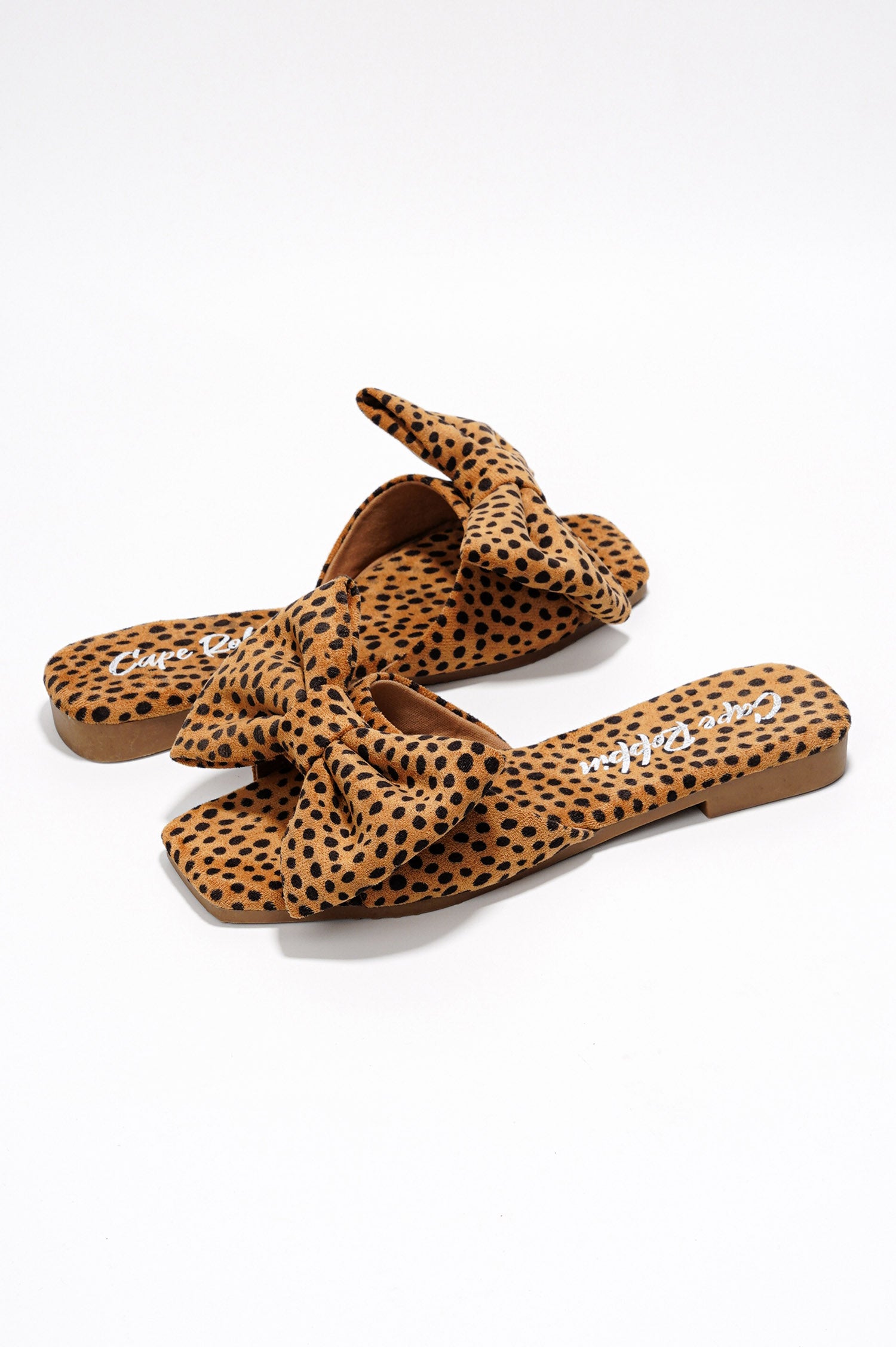 Juju Bow Mule Slide Sandals - Open Toe Slip On Sandals - Leopard - Cape Robbin