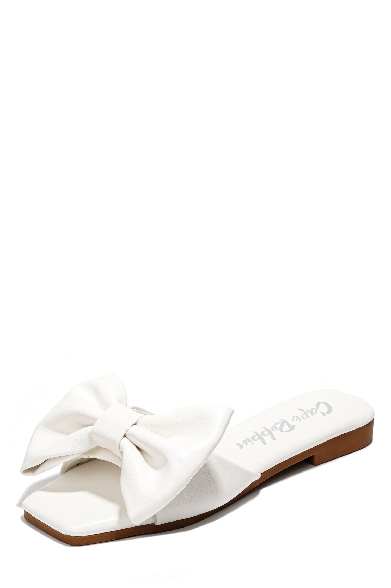 Juju Bow Mule Slide Sandals - Open Toe Slip On Sandals - White - Cape Robbin