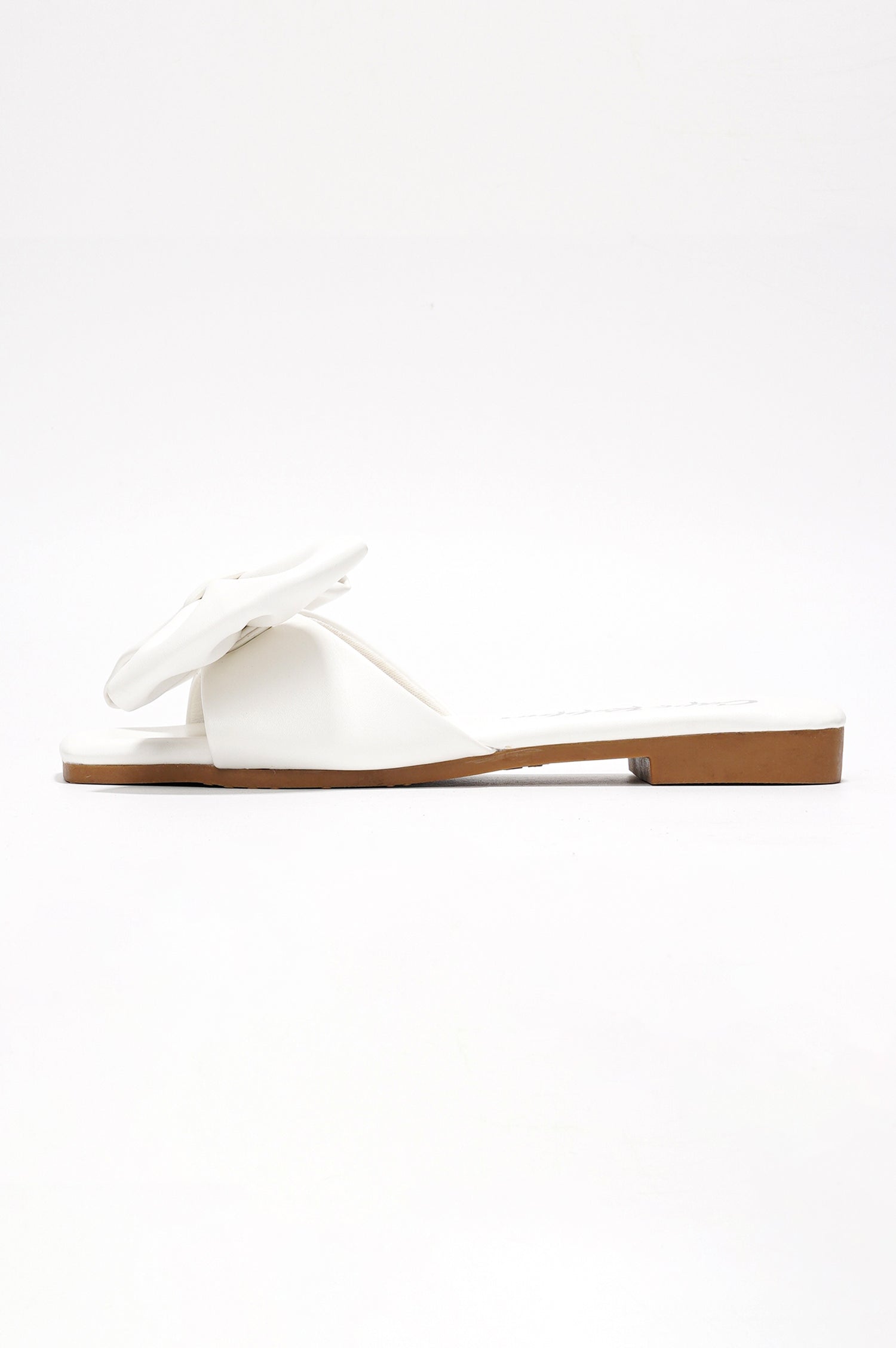 Juju Bow Mule Slide Sandals - Open Toe Slip On Sandals - White - Cape Robbin