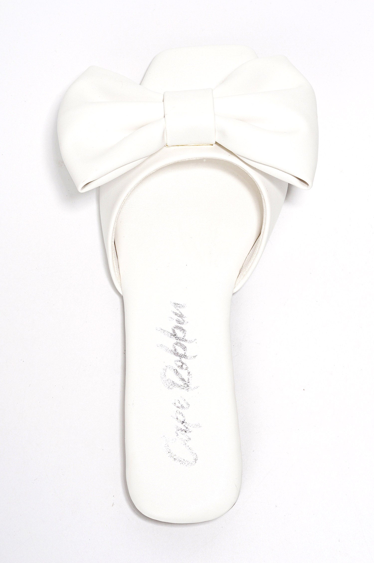 Juju Bow Mule Slide Sandals - Open Toe Slip On Sandals - White - Cape Robbin