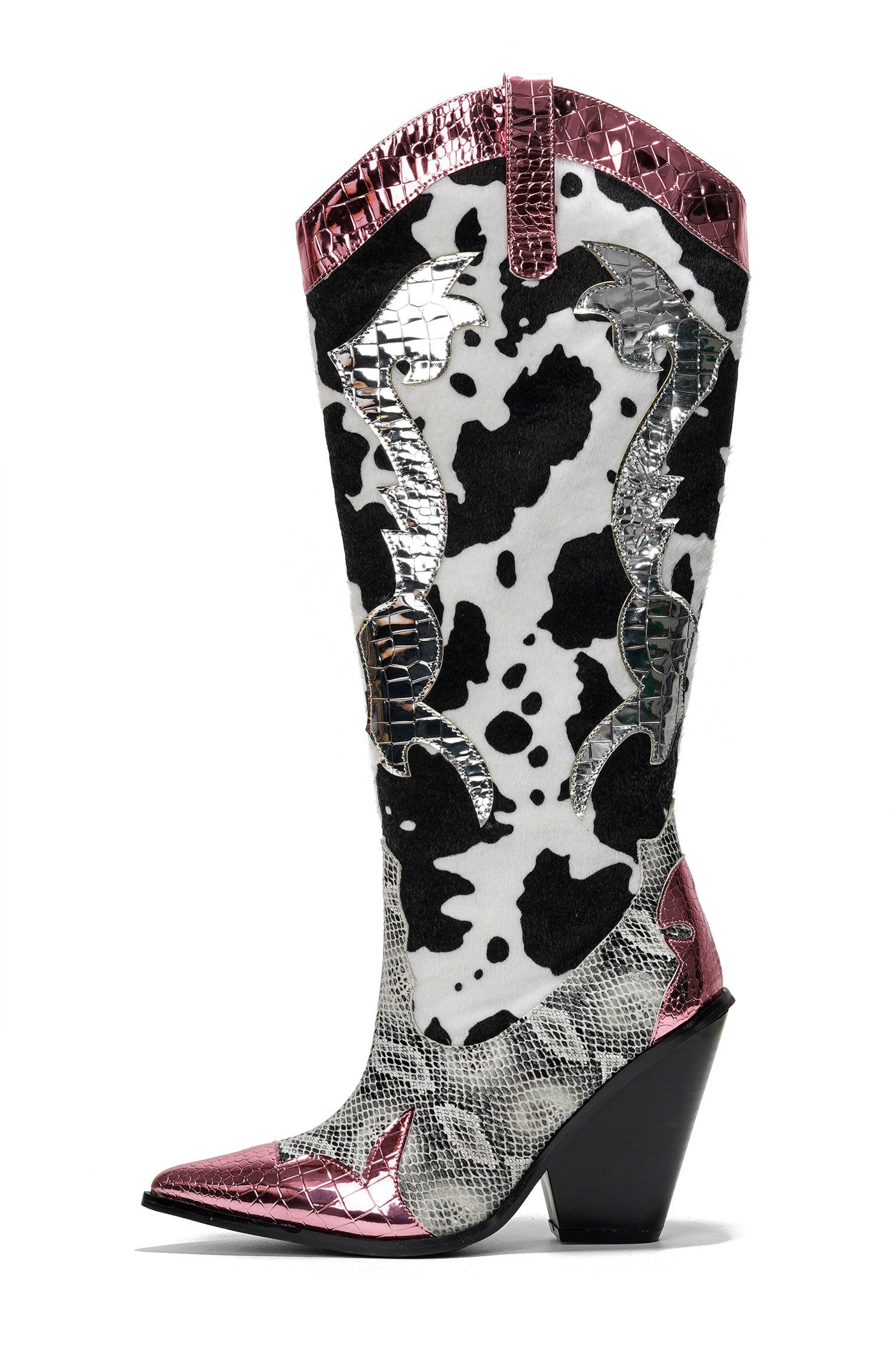 Karine Animal Print Western Cowgirl Boots - Pink