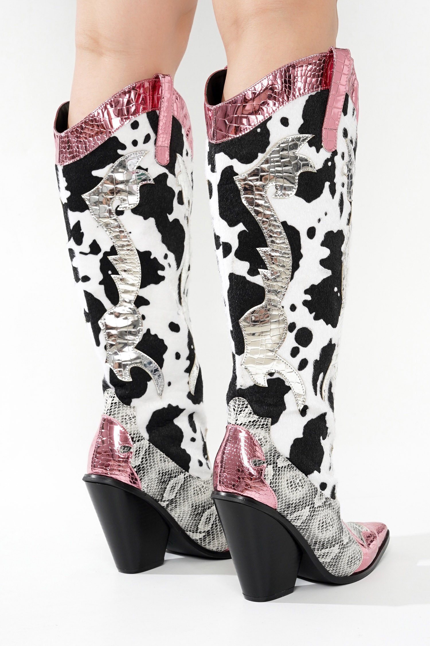 Karine Animal Print Western Cowgirl Boots - Pink