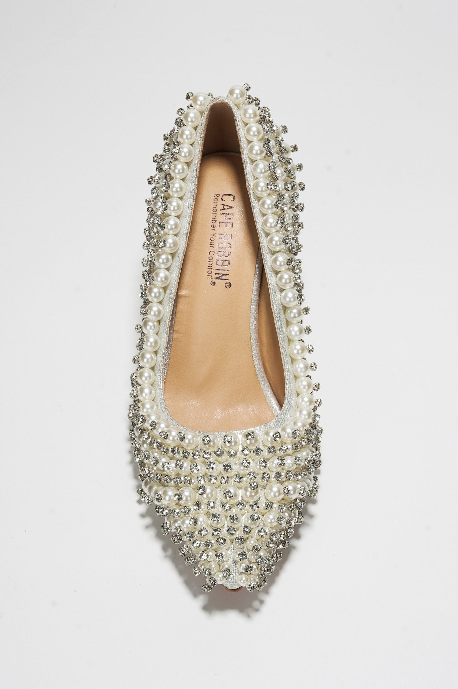 Katine  Luxe Pearl Crystal Stiletto Heel - White