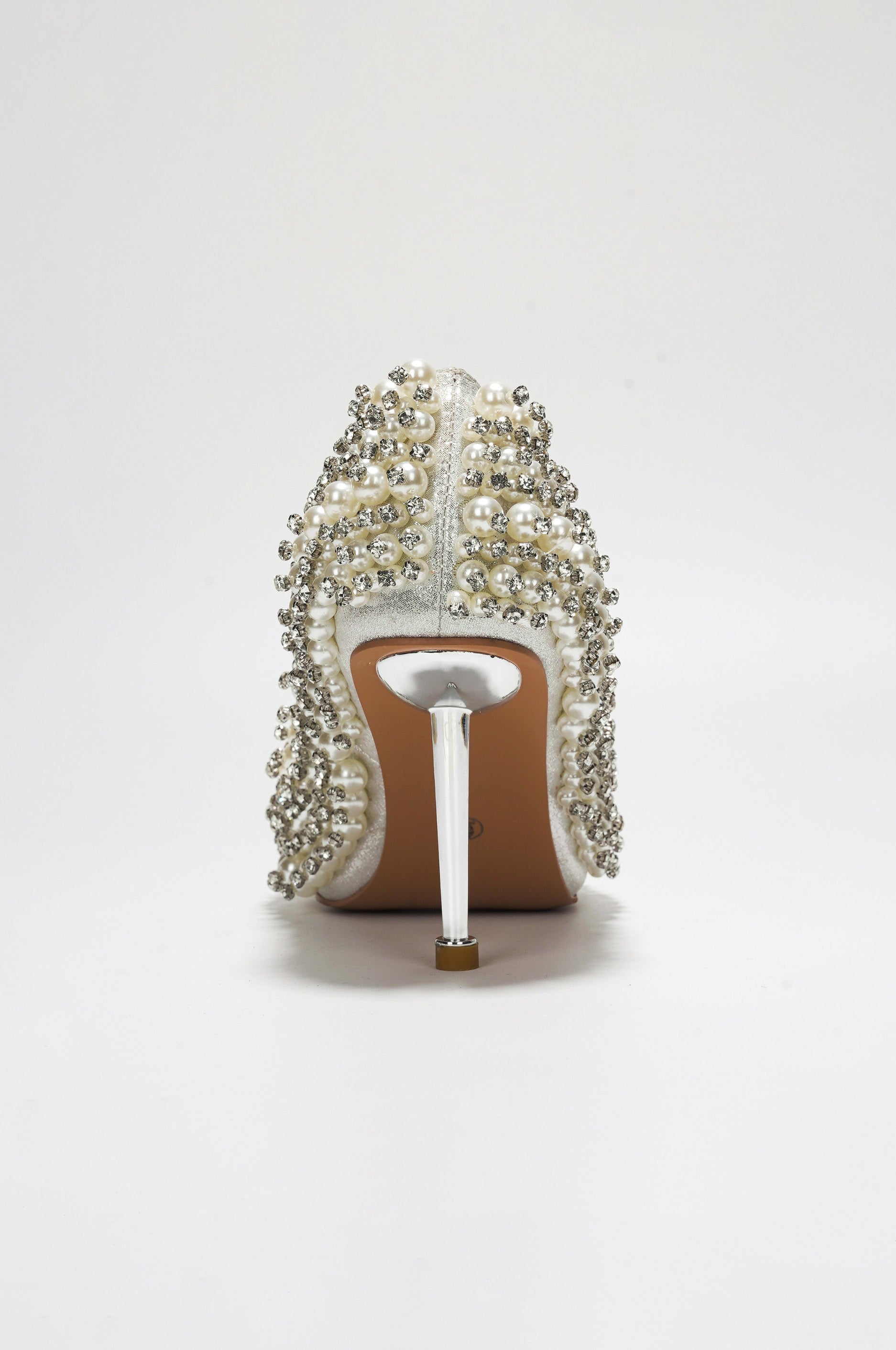 Katine  Luxe Pearl Crystal Stiletto Heel - White