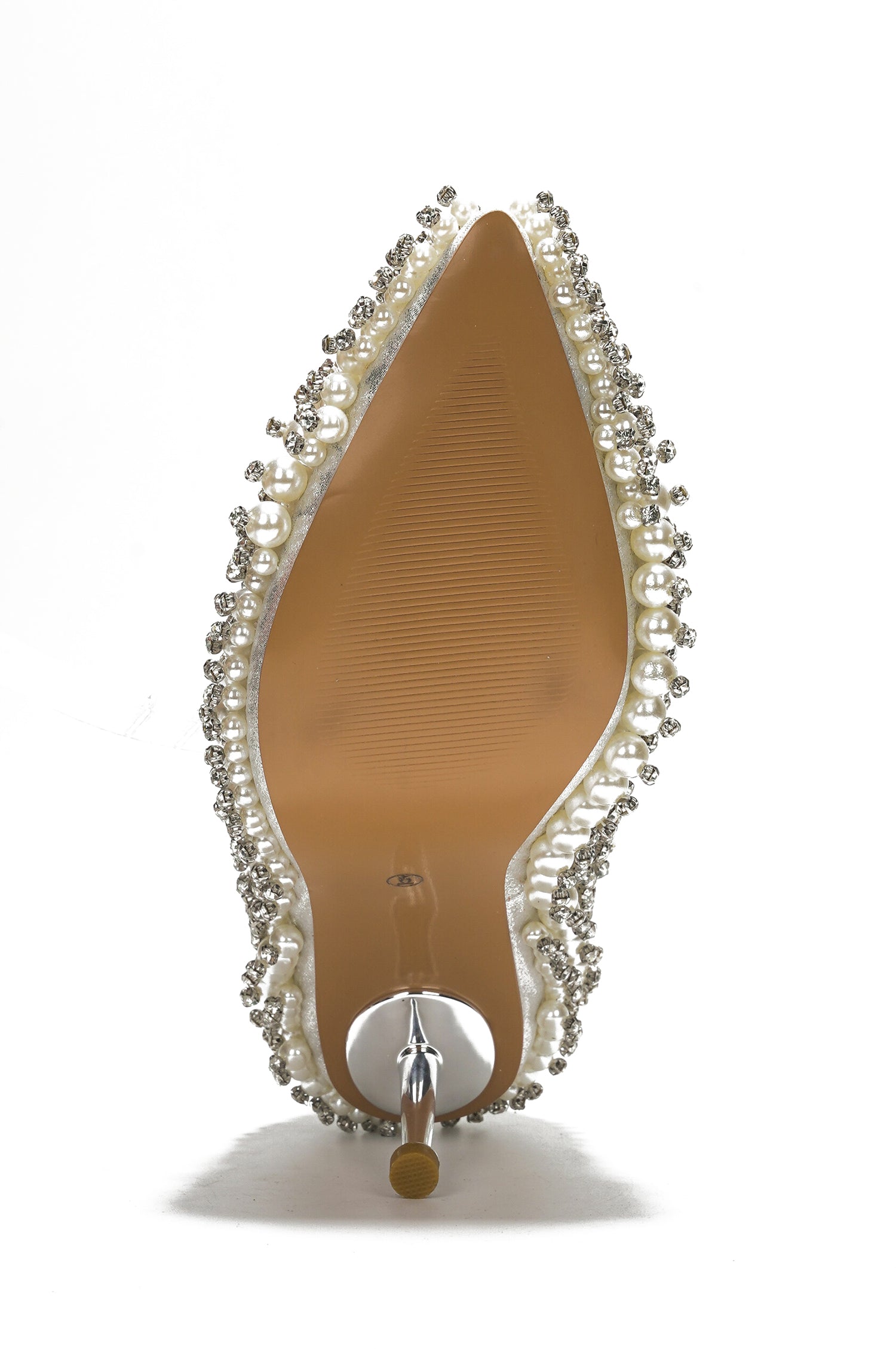 Katine  Luxe Pearl Crystal Stiletto Heel - White