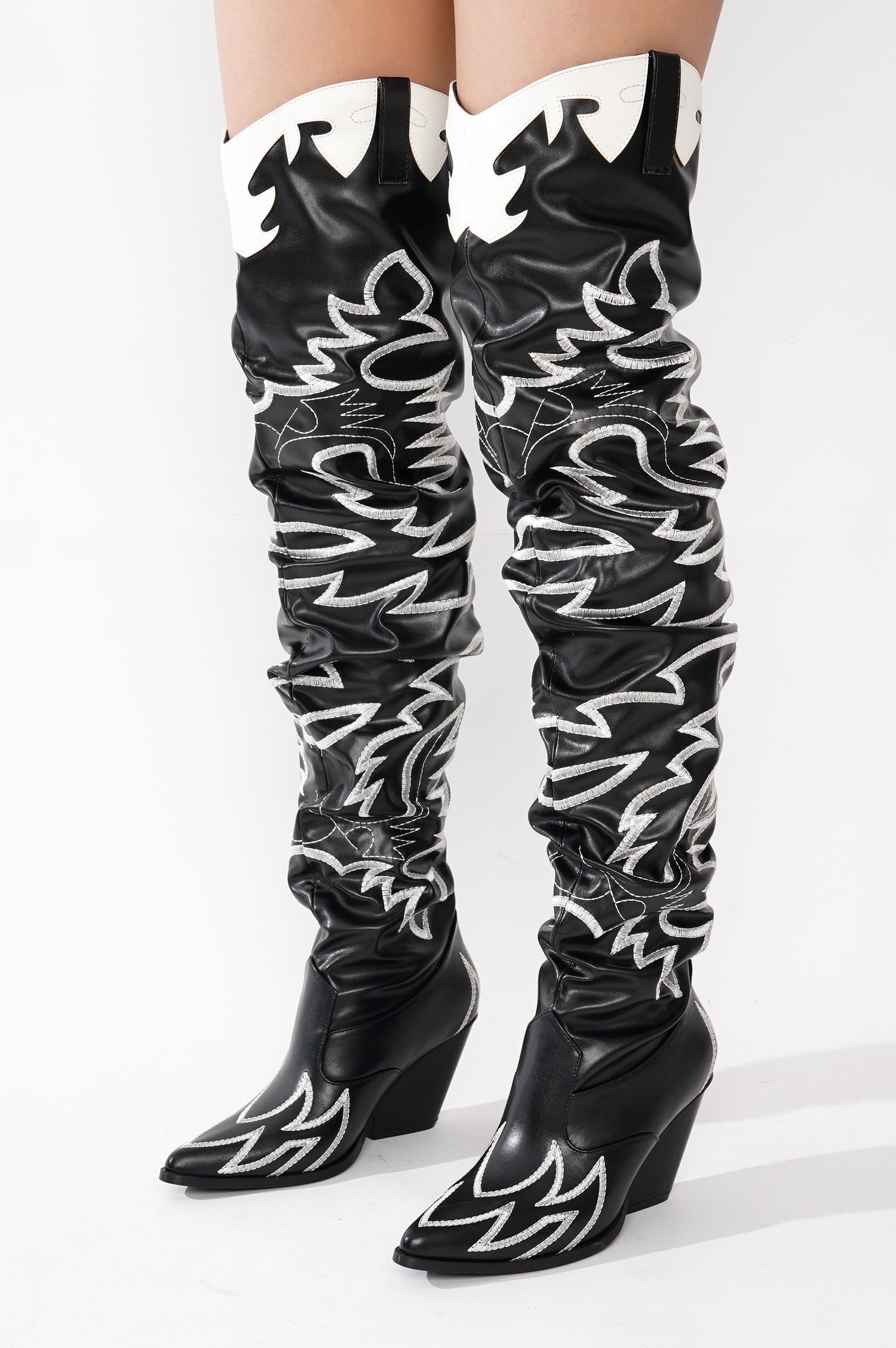 Kelsey-21 Western Thigh High Over The Knee Cowboy Boots