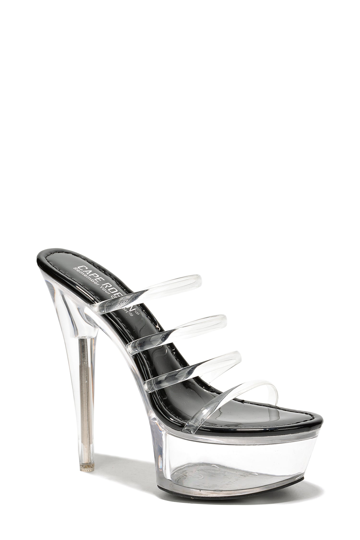 Kim Platform Stiletto Heel Sandals - Round Open Toe Slip On High Heels - Black