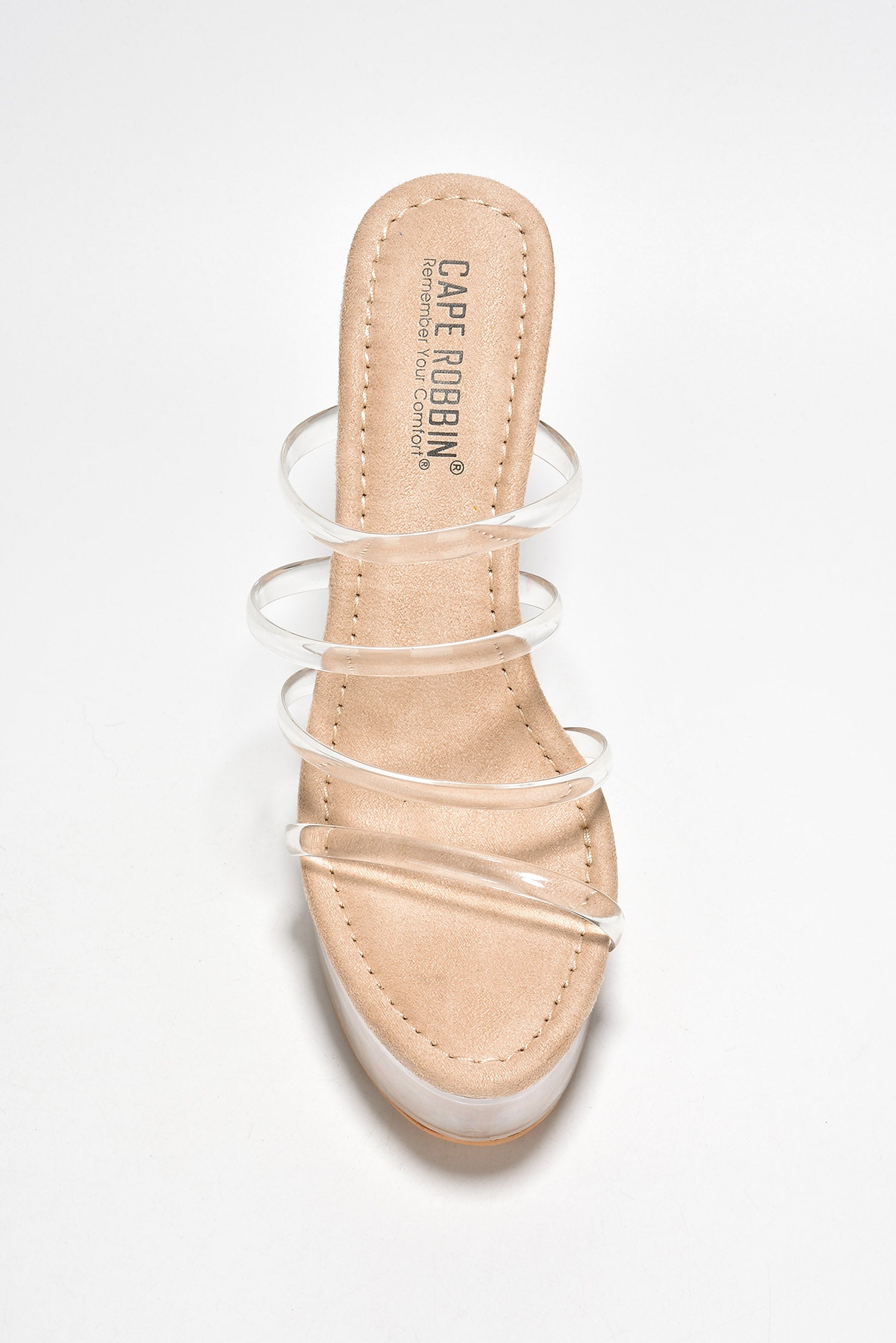 Kim Platform Stiletto Heel Sandals - Round Open Toe Slip On High Heels - Nude