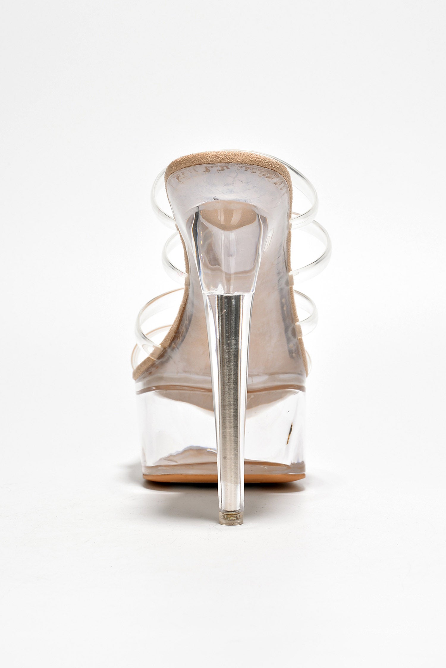 Kim Platform Stiletto Heel Sandals - Round Open Toe Slip On High Heels - Nude