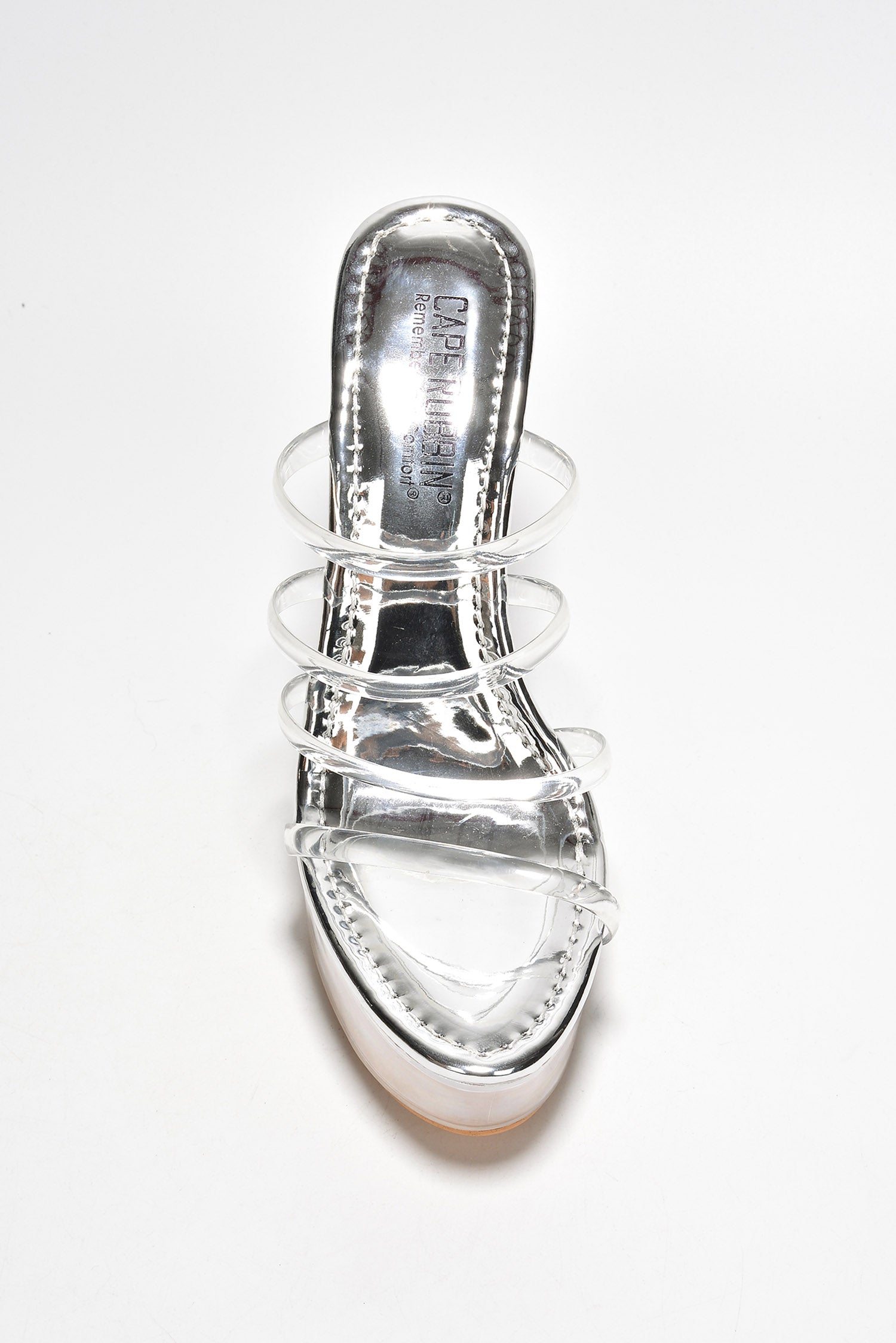 Kim Platform Stiletto Heel Sandals - Round Open Toe Slip On High Heels - Silver