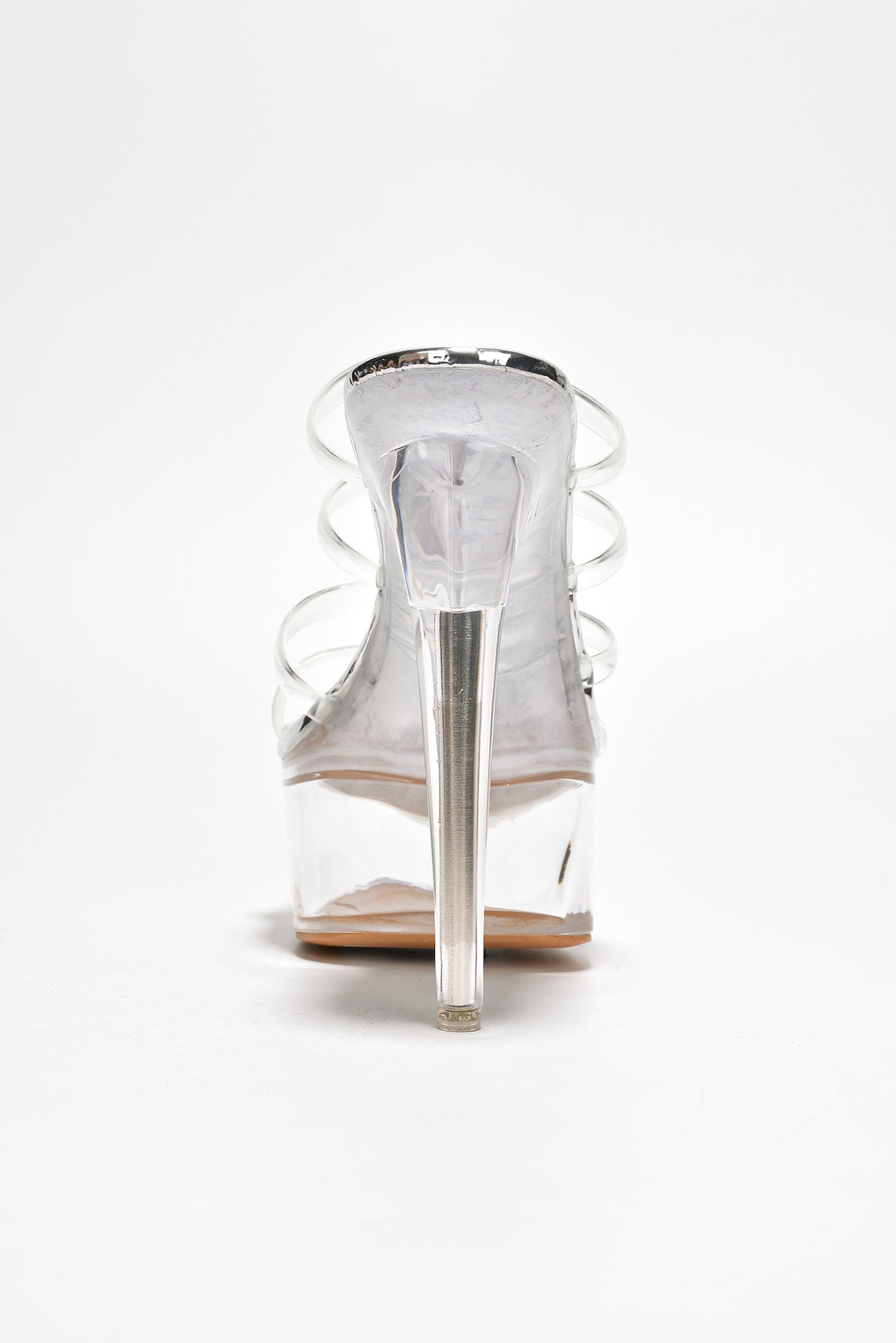 Kim Platform Stiletto Heel Sandals - Round Open Toe Slip On High Heels - Silver