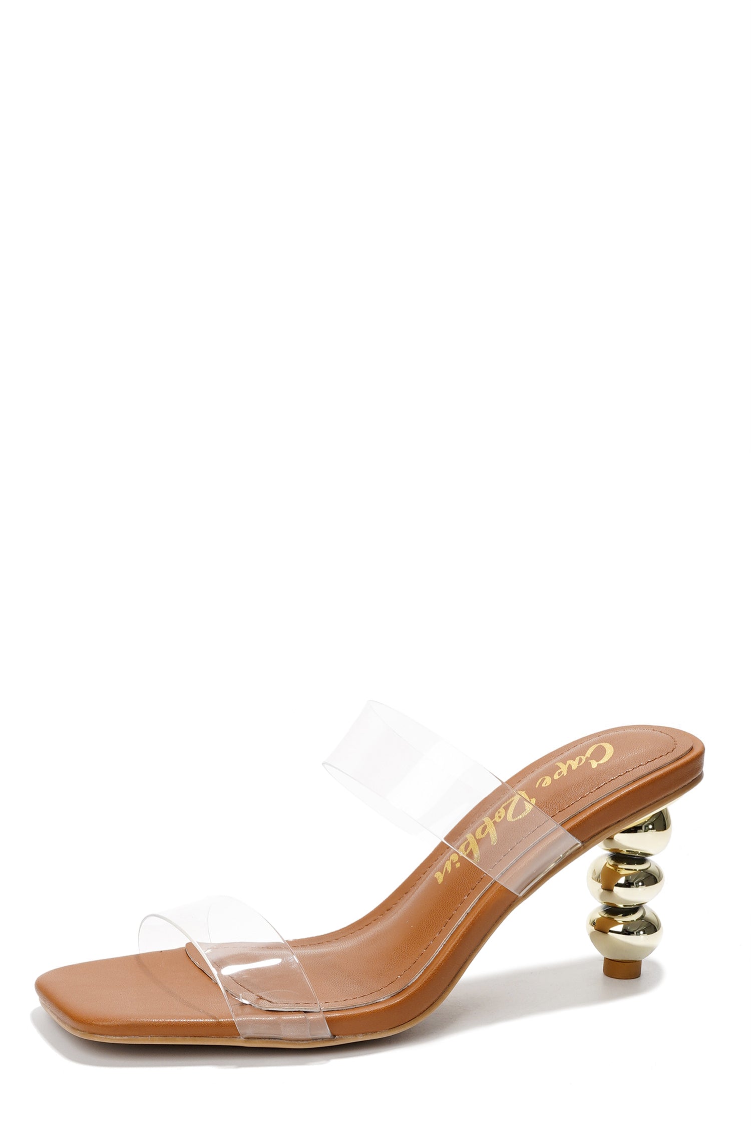 Kimberly Block Heel Mule Sandals - Square Toe Slip On Heeled Sandals - Beige