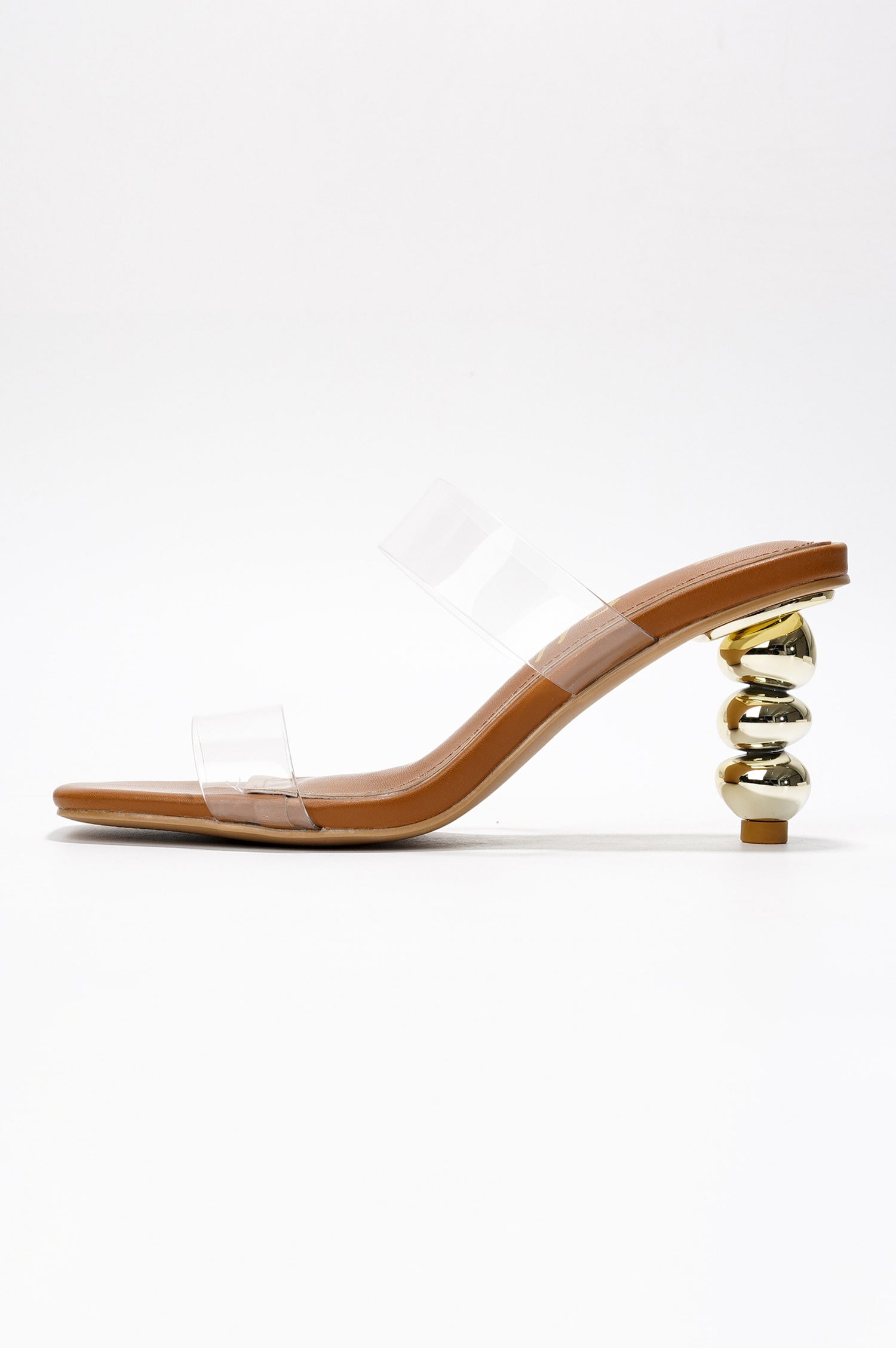 Kimberly Block Heel Mule Sandals - Square Toe Slip On Heeled Sandals - Beige