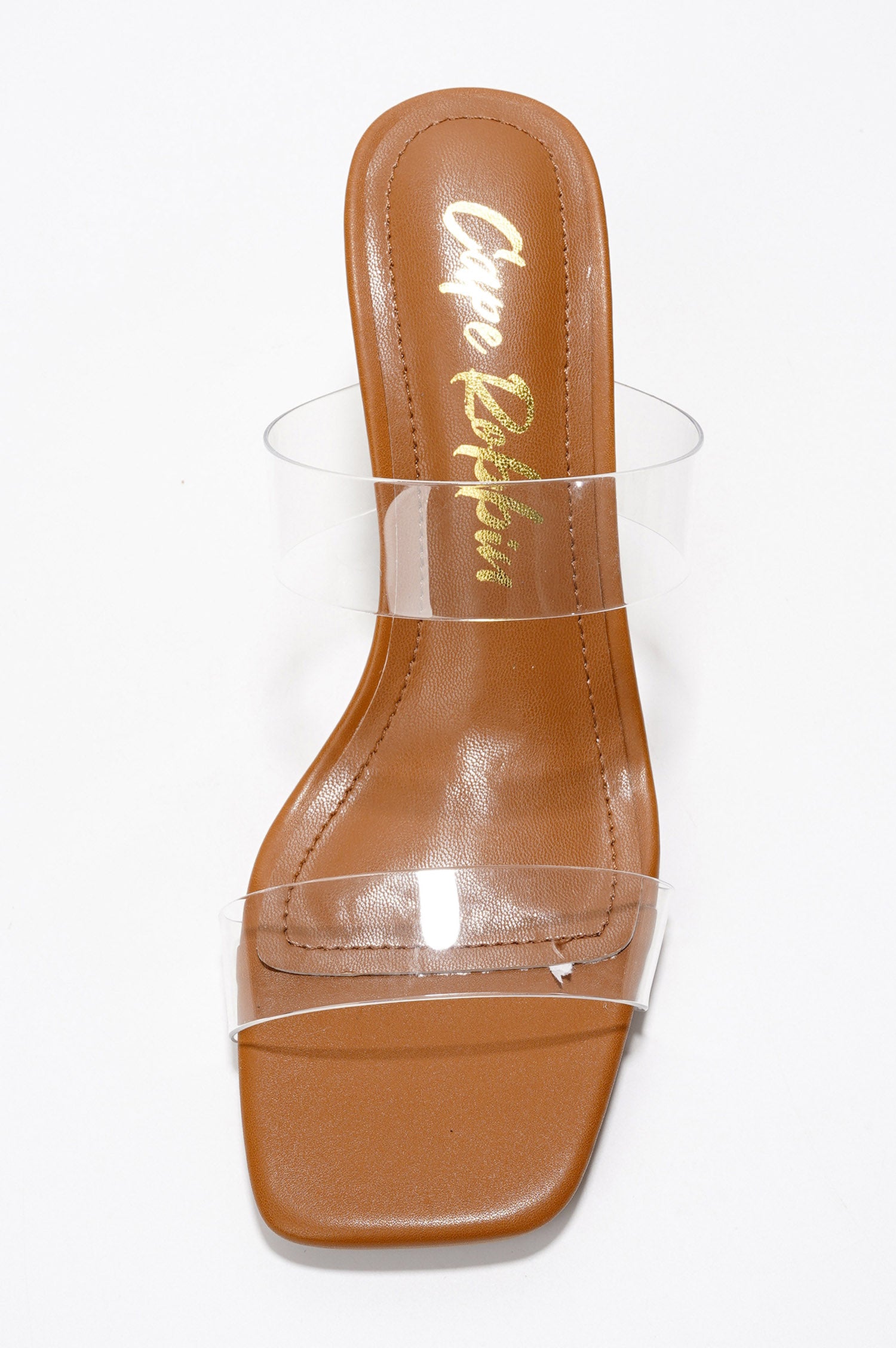 Kimberly Block Heel Mule Sandals - Square Toe Slip On Heeled Sandals - Beige