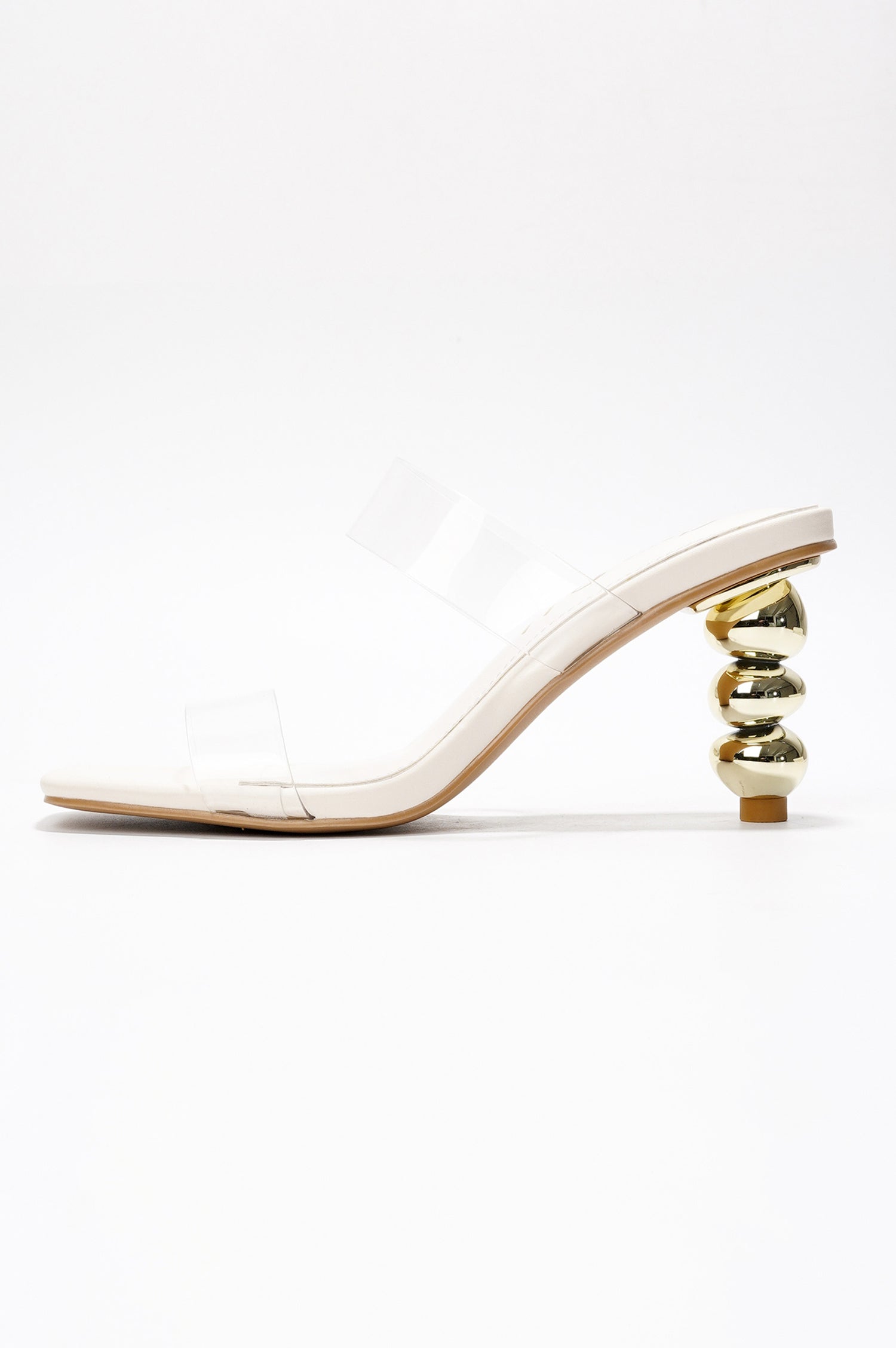 Kimberly Block Heel Mule Sandals - Square Toe Slip On Heeled Sandals - Off White