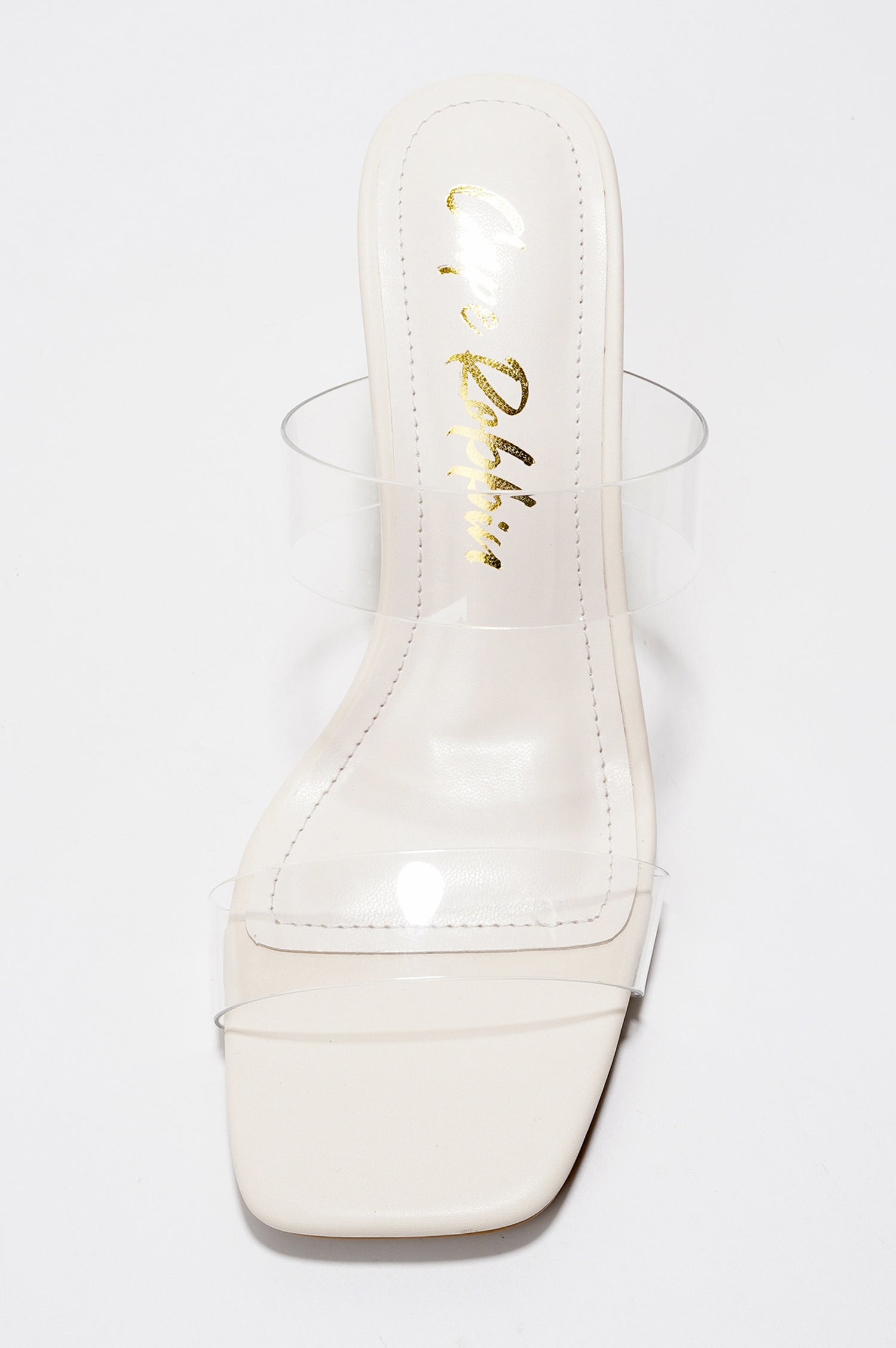 Kimberly Block Heel Mule Sandals - Square Toe Slip On Heeled Sandals - Off White
