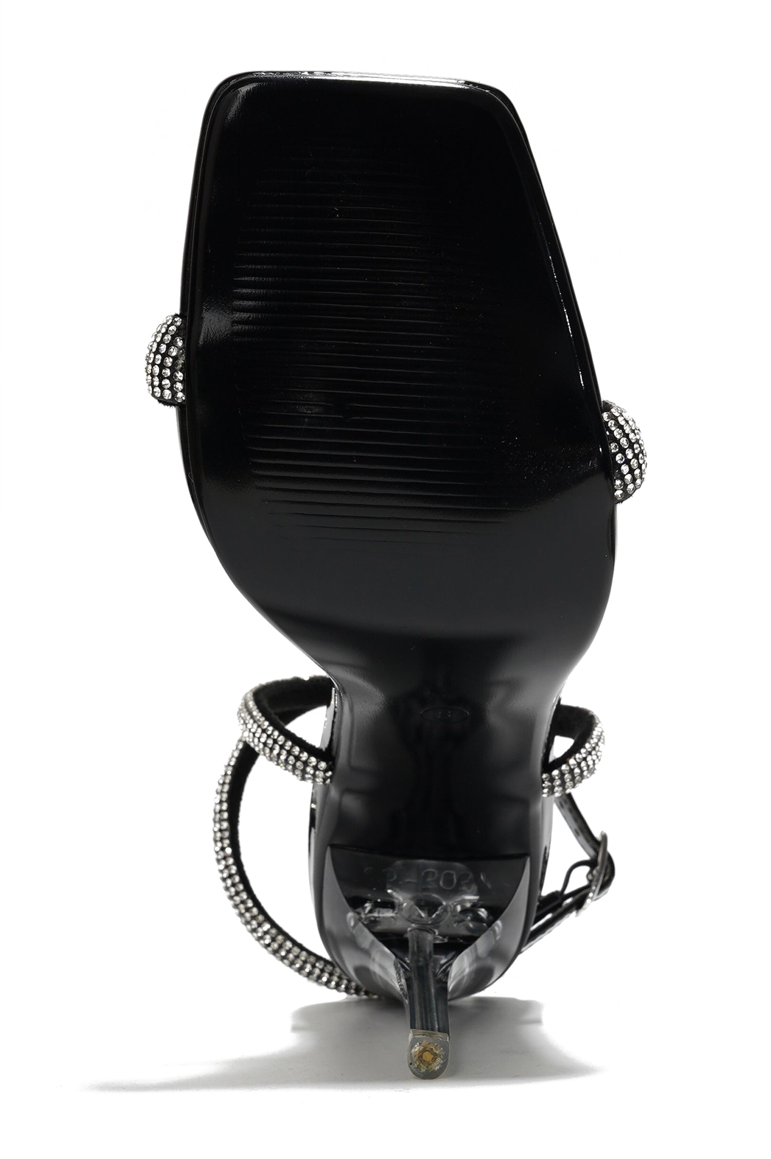 Lexington Rhinestone Stiletto Heel Sandals - Square Toe Ankle Strap Heels - Black - Cape Robbin