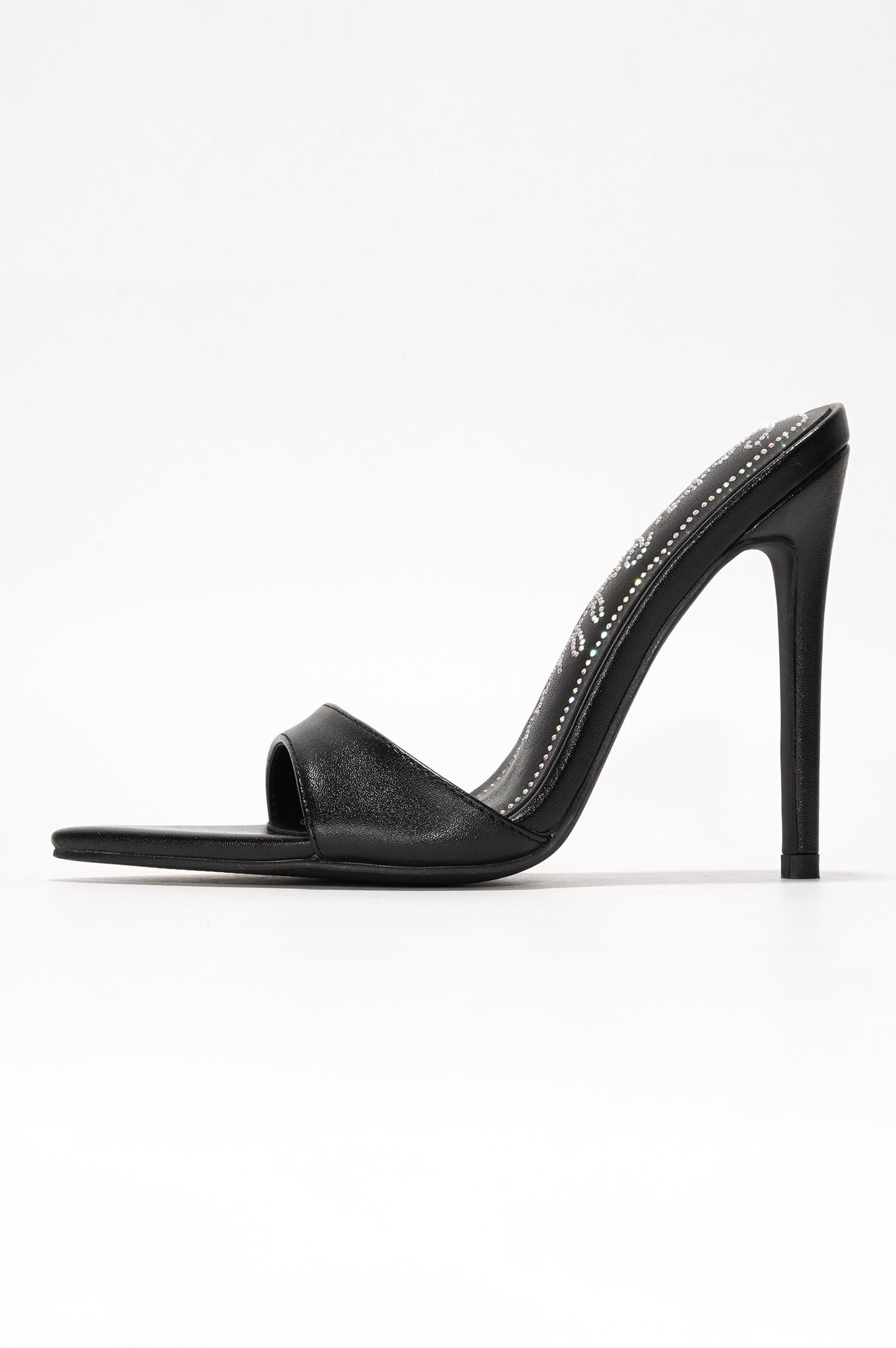 Loleta Women's Slip-on 4 Inch Stiletto Heels with Rhinestones - Black - Cape Robbin