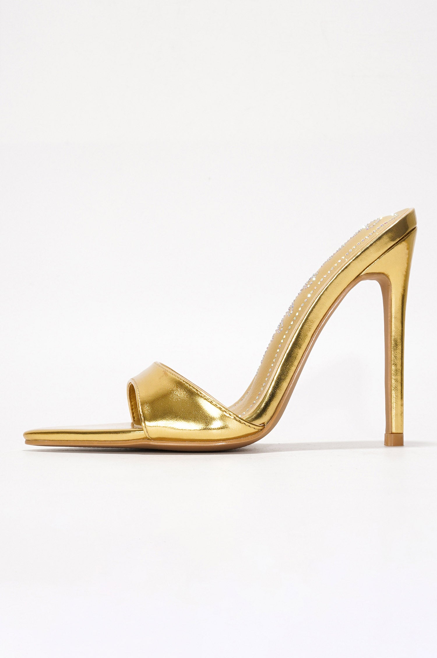 Loleta Women's Slip-on 4 Inch Stiletto Heels with Rhinestones - Gold - Cape Robbin