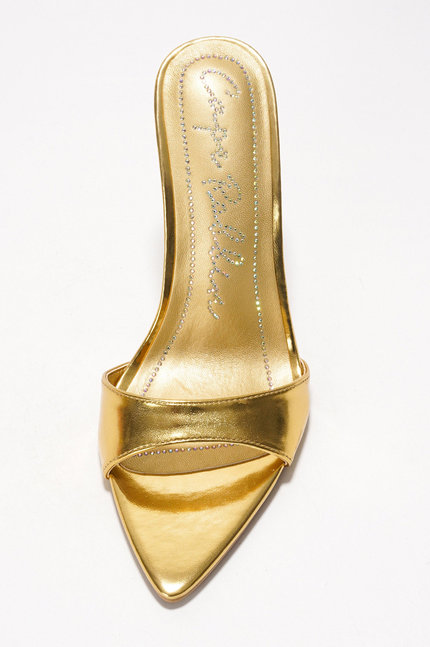 Loleta Women's Slip-on 4 Inch Stiletto Heels with Rhinestones - Gold - Cape Robbin