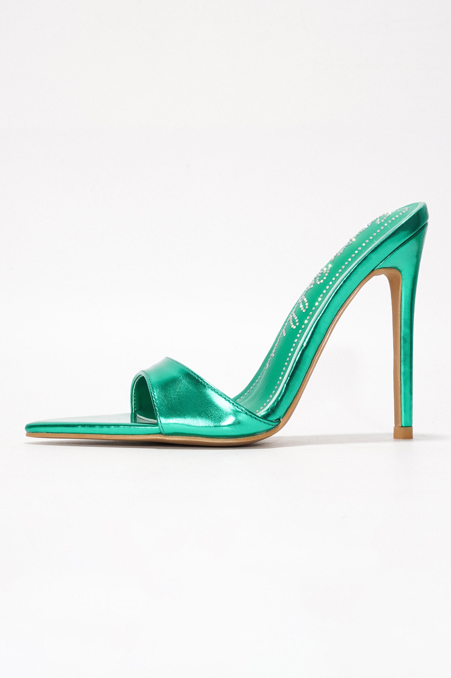 Loleta Women's Slip-on 4 Inch Stiletto Heels with Rhinestones - Green - Cape Robbin