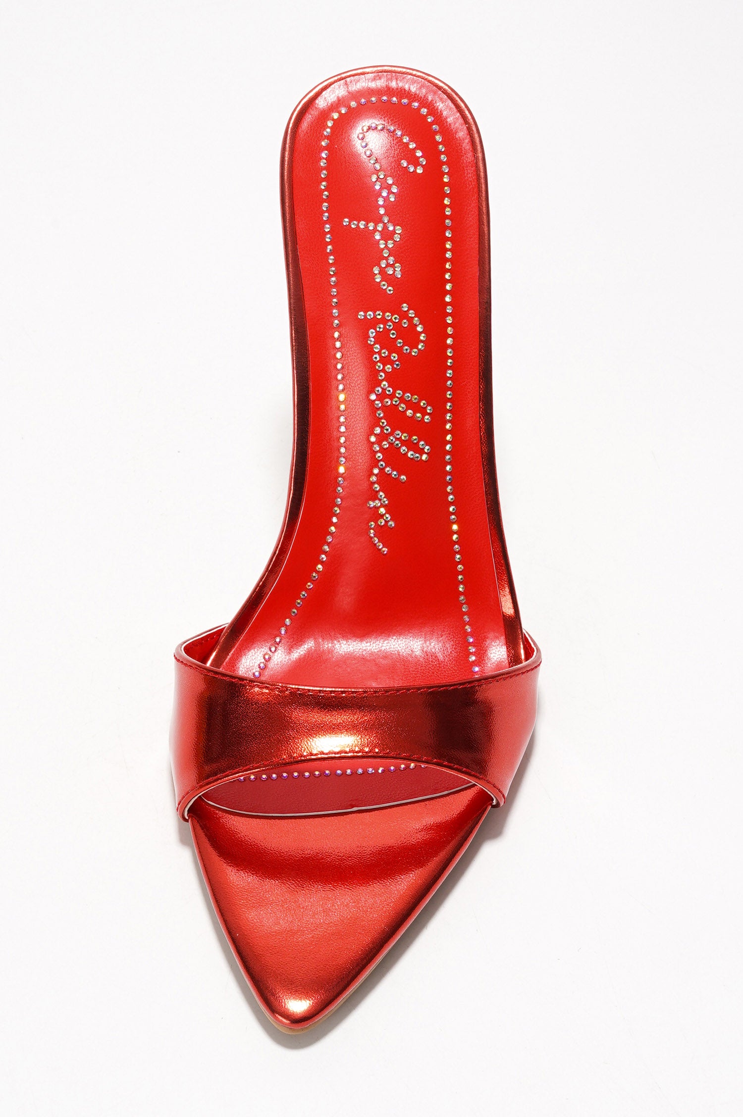 Loleta Women's Slip-on 4 Inch Stiletto Heels with Rhinestones - Red - Cape Robbin