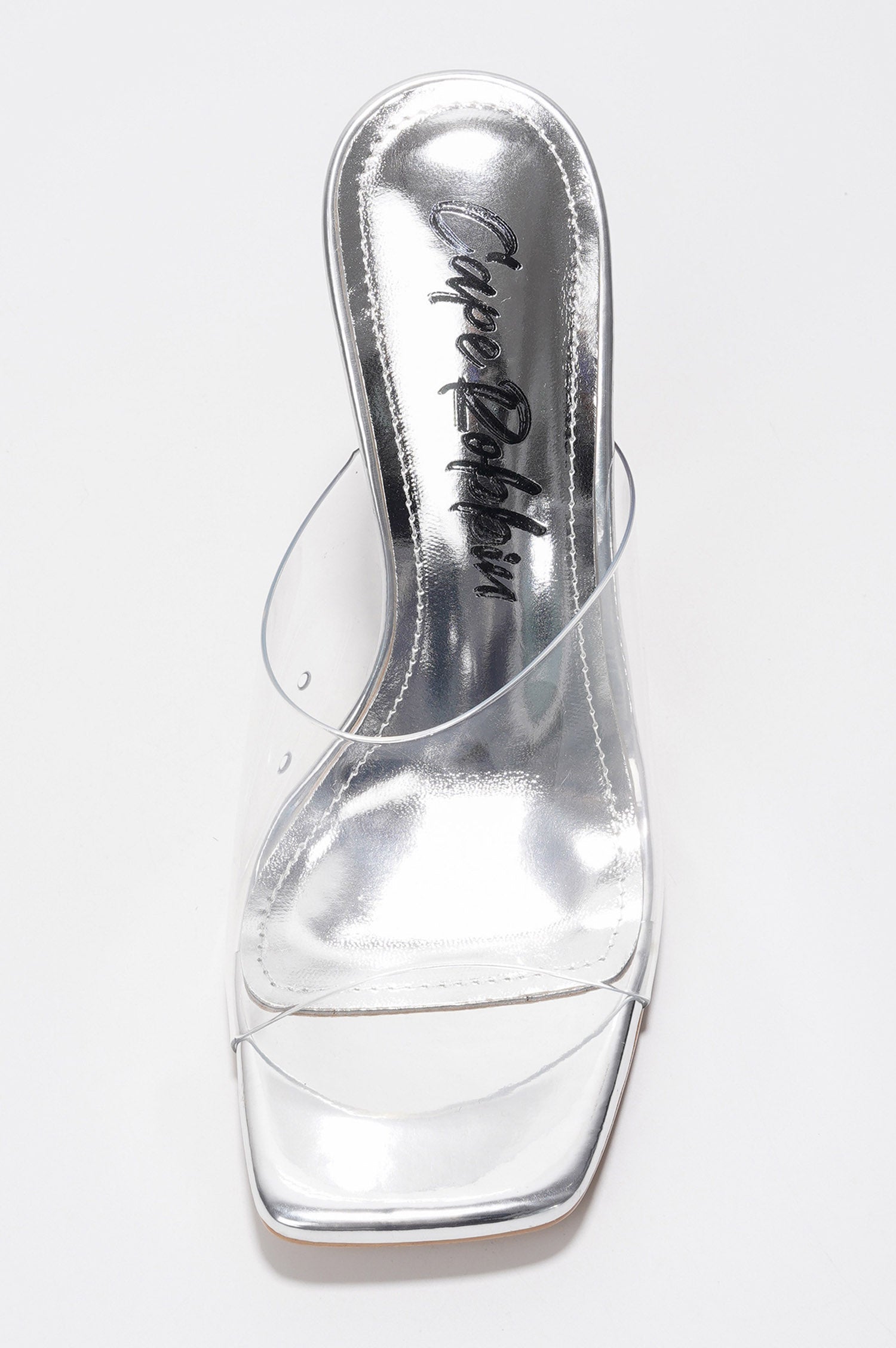 Mala Clear Slip-On Transparent Straps, Square Toe Wedge Heels - Clear - Cape Robbin