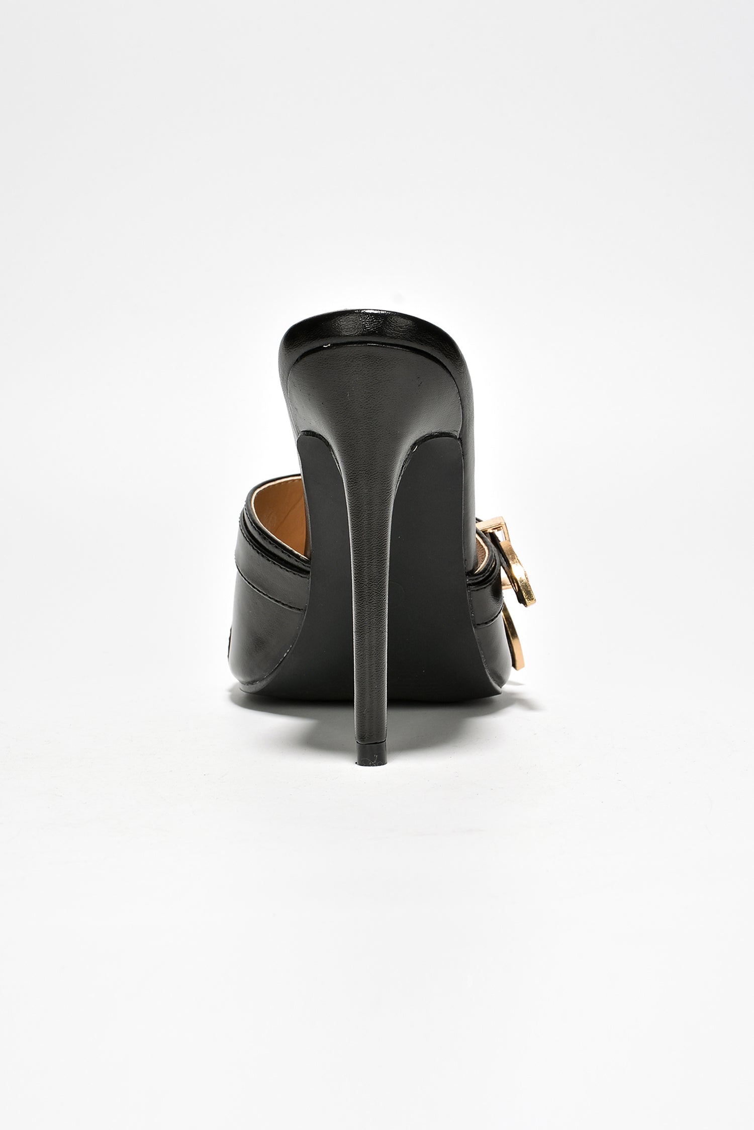 Marcella Buckles Pointy Toe Odd-Shaped Heels - Black