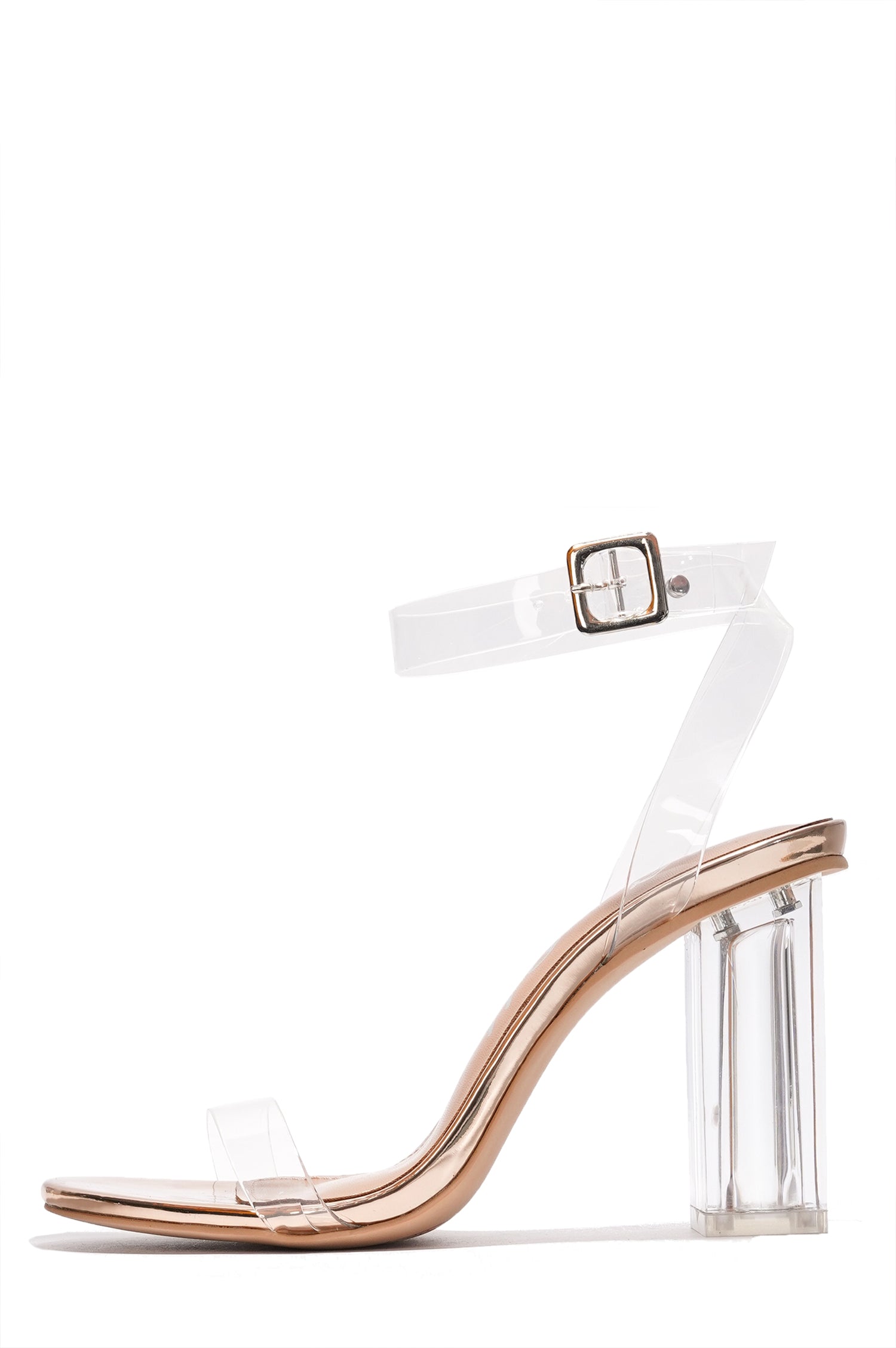 Maria-2.A Block Heel Sandals - Open Toe Ankle Strap Heeled Sandals - Rose Gold