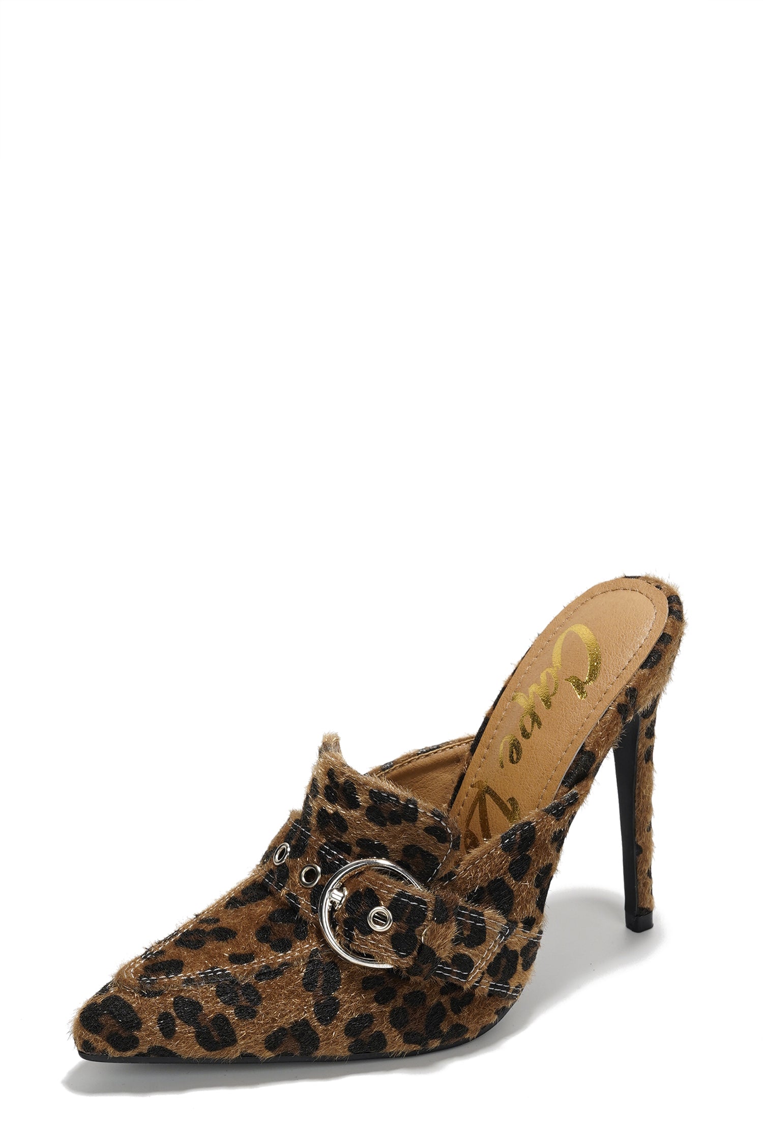 Marinna Slip-on Belt Mule Heels - Leopard