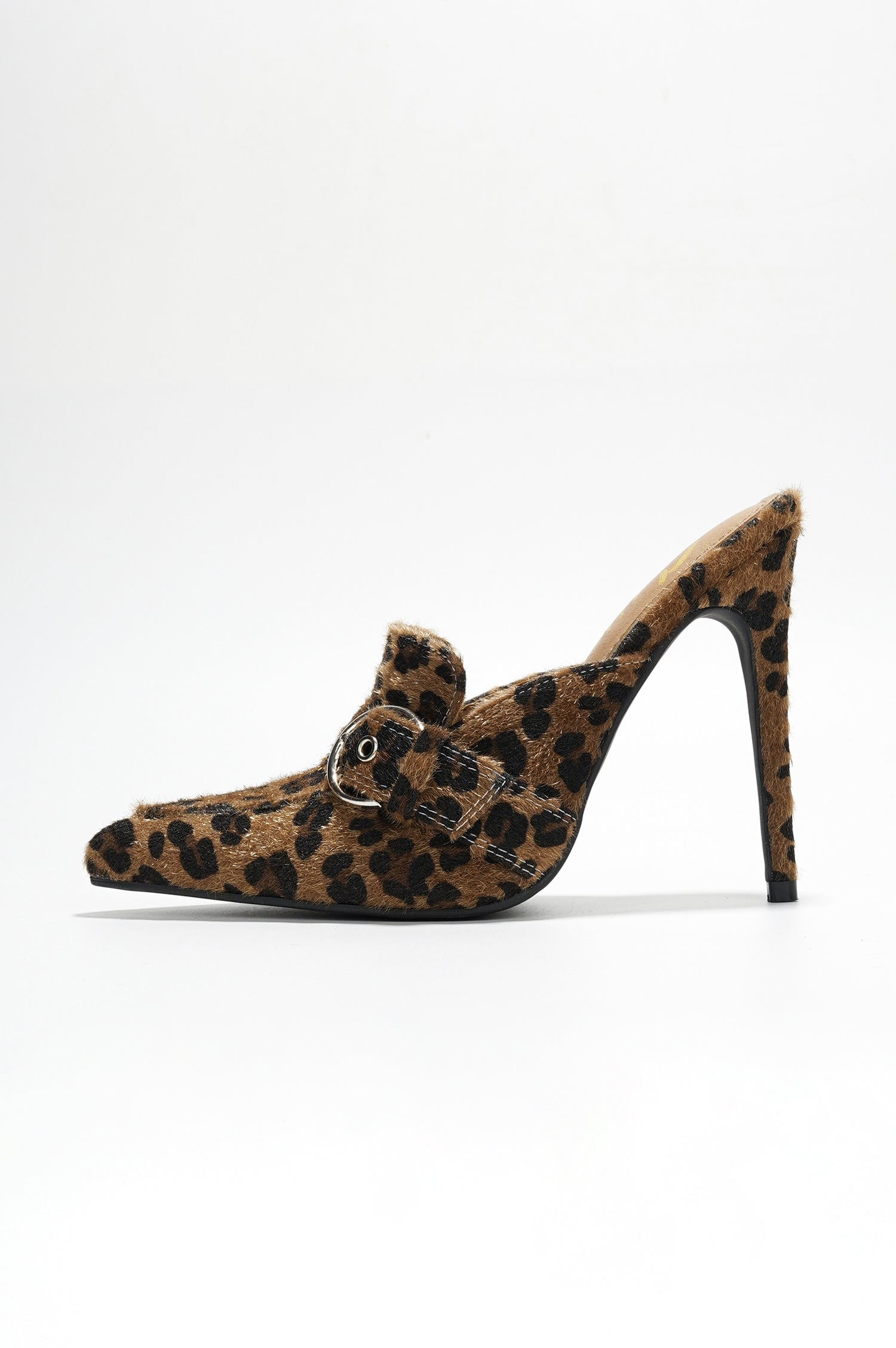 Marinna Slip-on Belt Mule Heels - Leopard