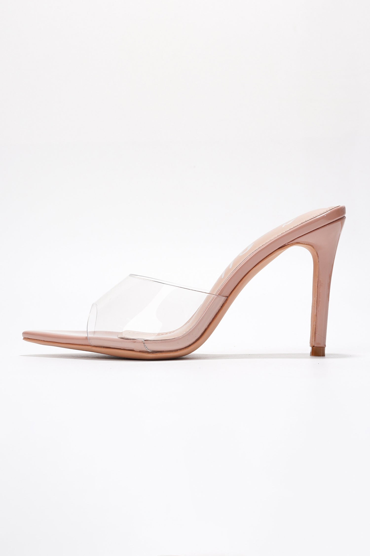 Melrose Clear Slip-On Stiletto Heels - Transparent Heeled Sandals - Beige - Cape Robbin