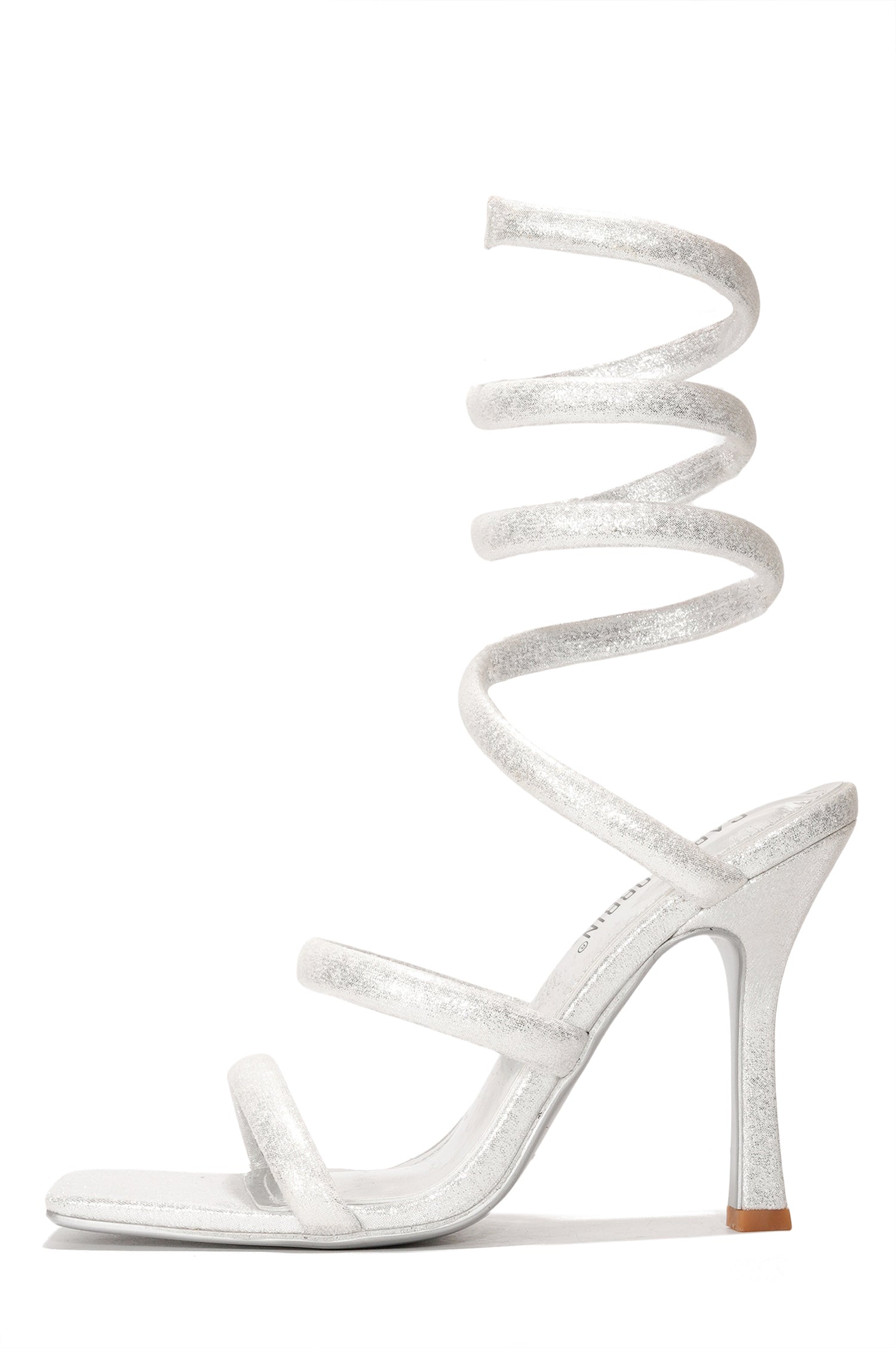 Myrta Women's Square Toe Heels - Ankle Wrap 4-inch Stiletto Sandals - Silver - Cape Robbin