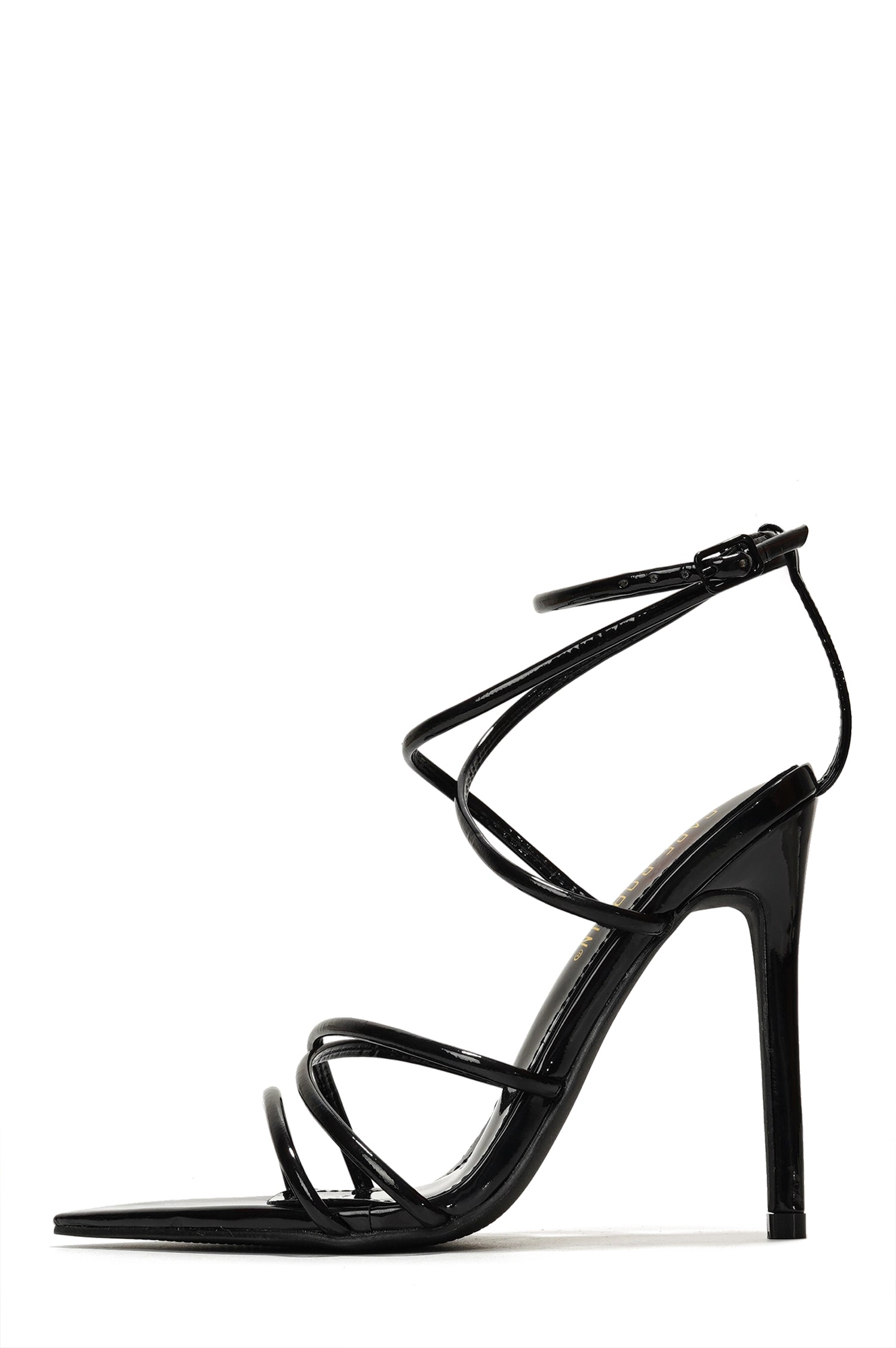 Nabil Strappy Stiletto Heel Sandals - Pointed Open Toe Buckle Closure Sandals - Black - Cape Robbin