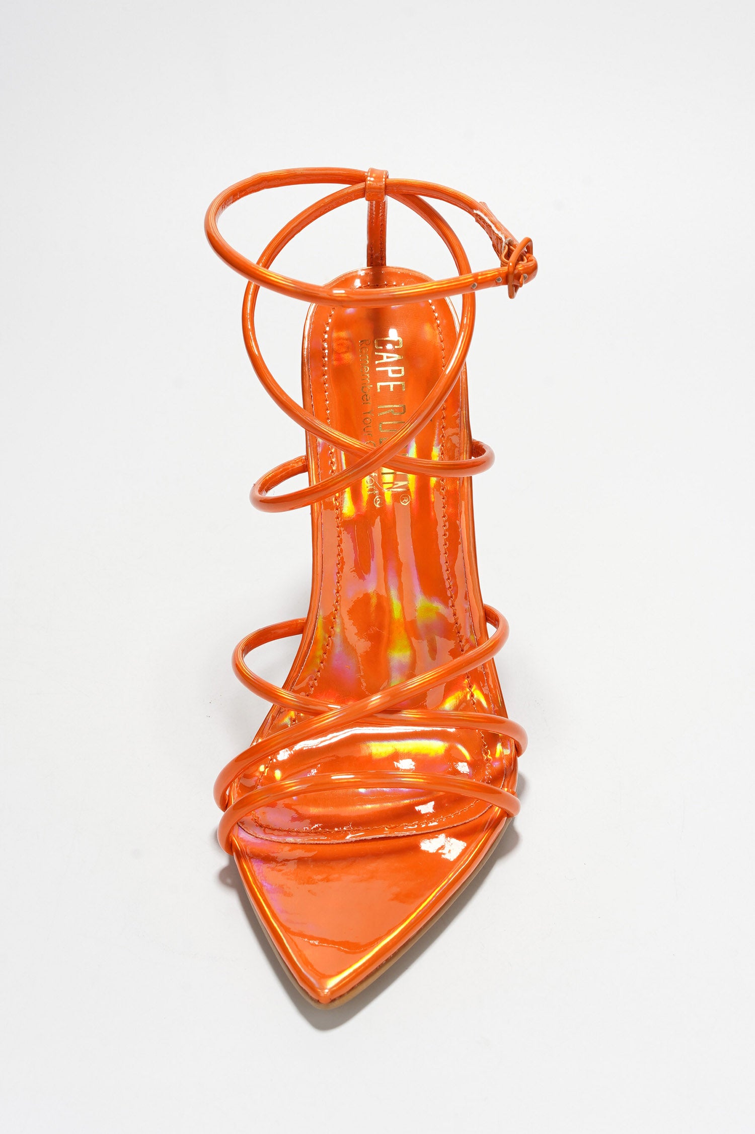 Nabil Strappy Stiletto Heel Sandals - Pointed Open Toe Buckle Closure Sandals - Orange - Cape Robbin
