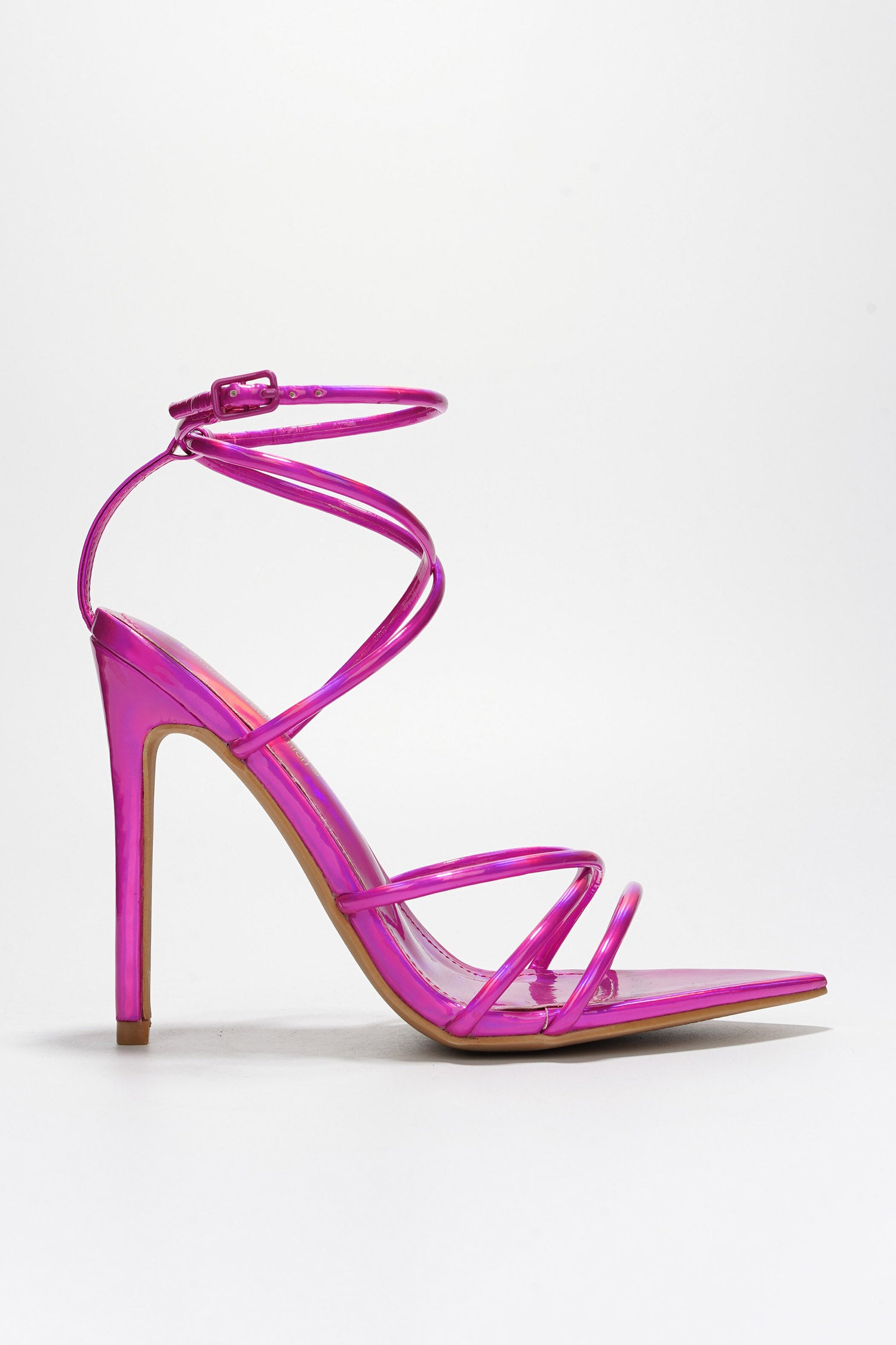 Nabil Strappy Stiletto Heel Sandals - Pointed Open Toe Buckle Closure Sandals - Pink - Cape Robbin