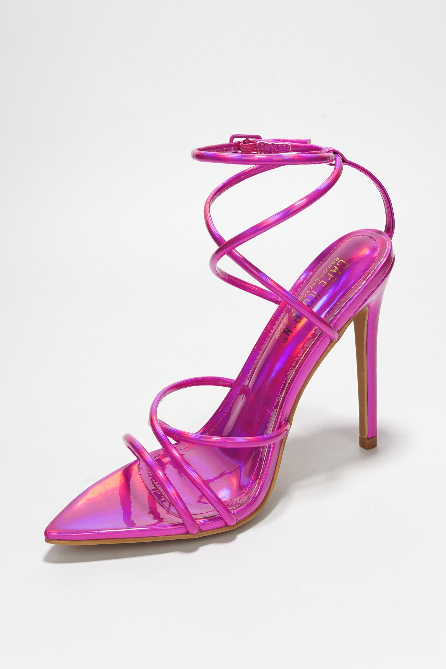 Nabil Strappy Stiletto Heel Sandals - Pointed Open Toe Buckle Closure Sandals - Pink - Cape Robbin