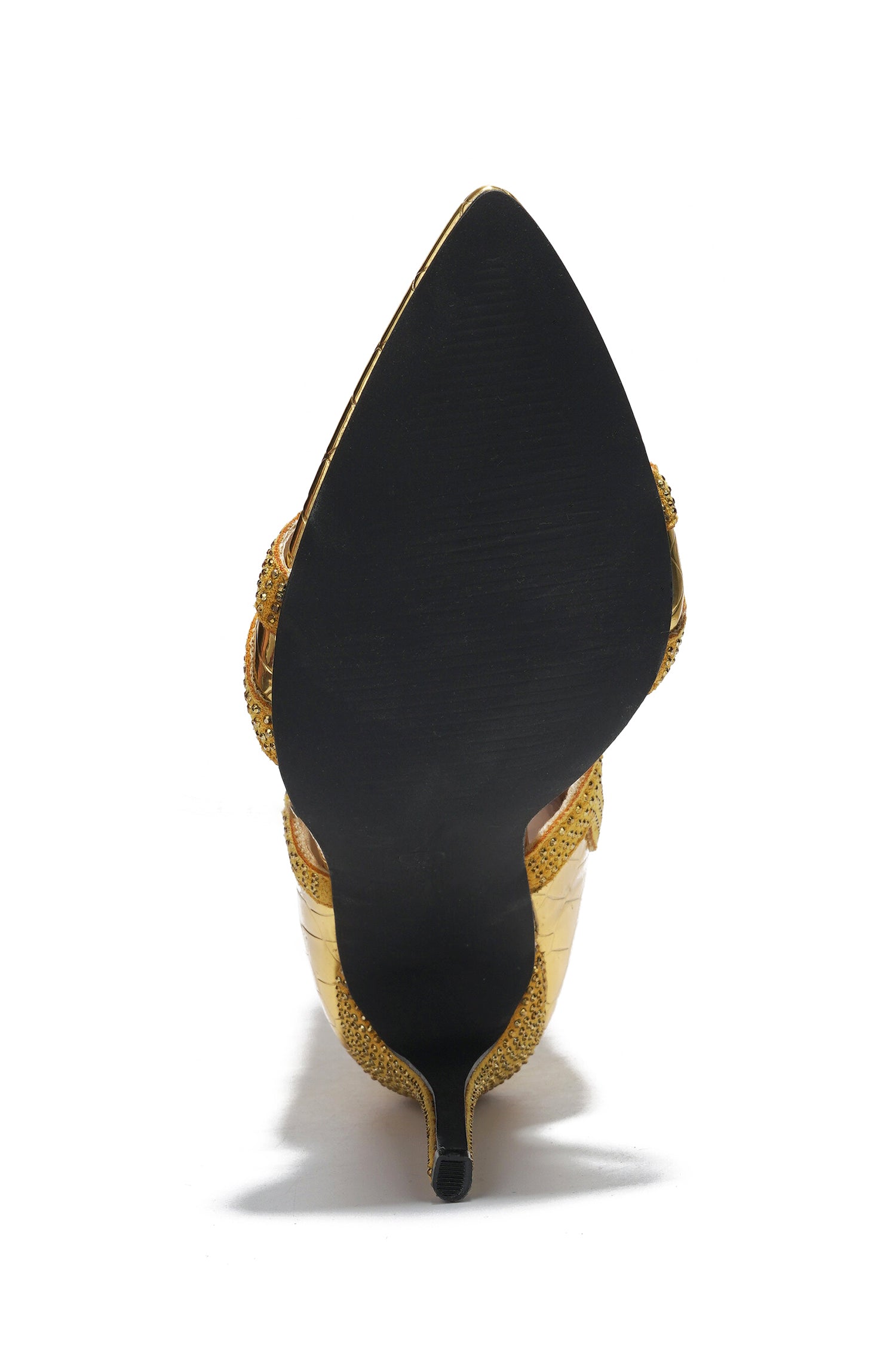 Nanaye-2 Rhinestone Trim Open Toe High Heels - Gold