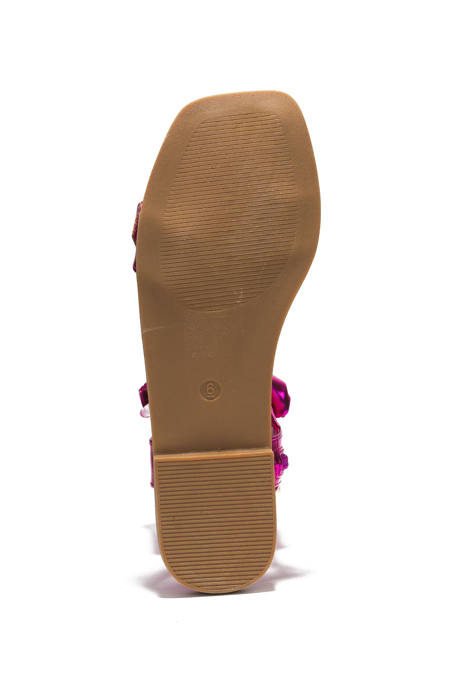 Natalie Metallic Pouch Buckle Ankle Strap Square Toe Sandals - Pink