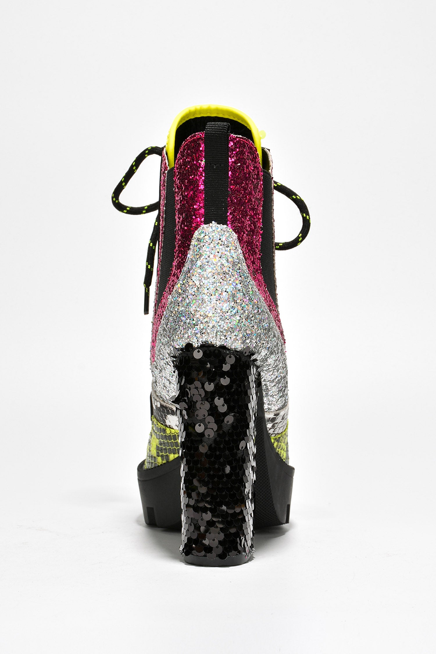 Nell Women's Sequin Cowboy Booties - Block Heel & Lace-Up Booties - Lime - Cape Robbin