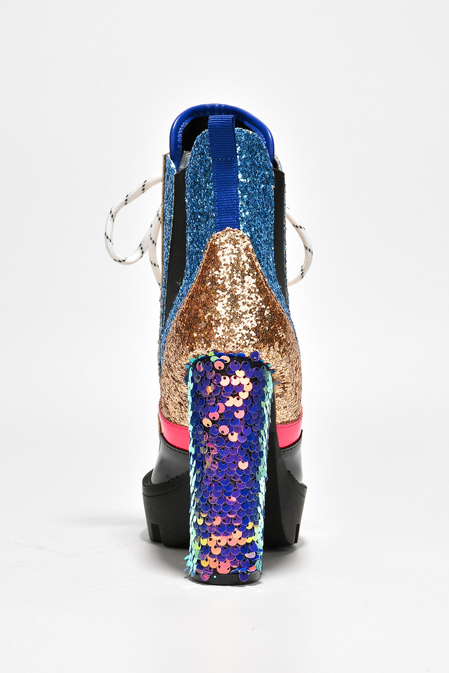 Nell Women's Sequin Cowboy Booties - Block Heel & Lace-Up Booties - Mermaid - Cape Robbin